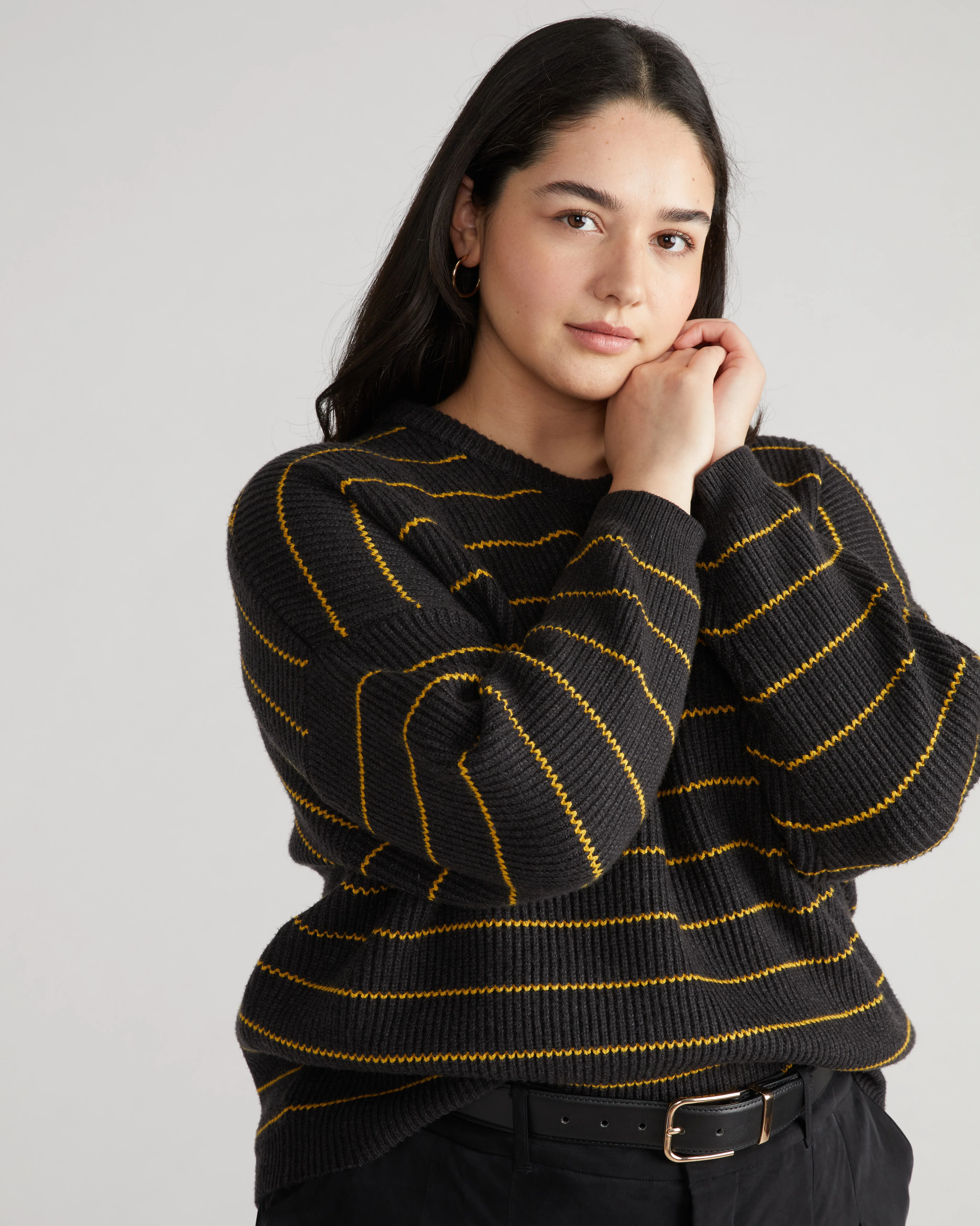 Bruno Sweater - Dark Ash/Gold Microstripe - Image 2