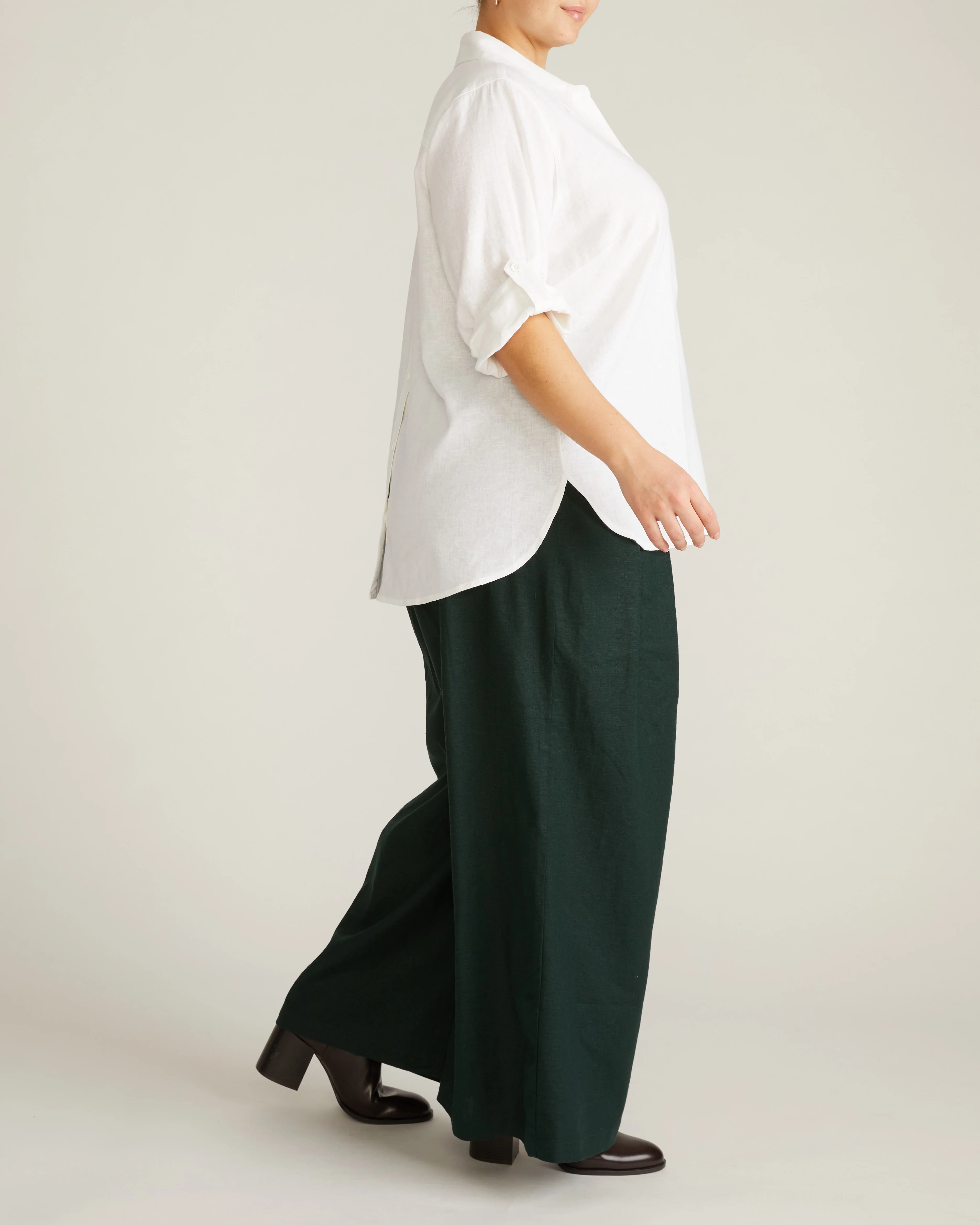 Button Back Linen Polo Shirt - Bright White - Image 4