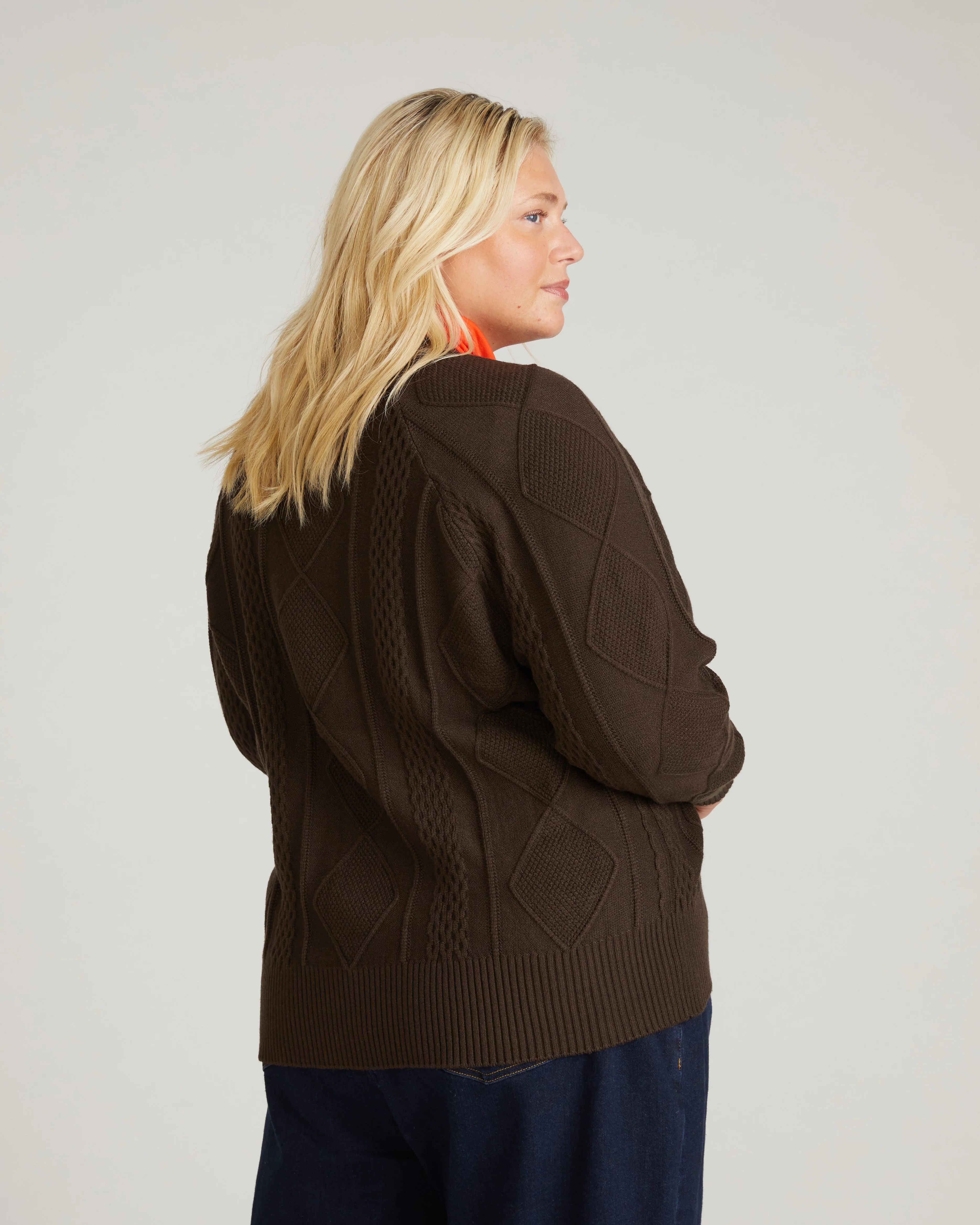 Cable Knit Cardigan - Espresso - Image 7