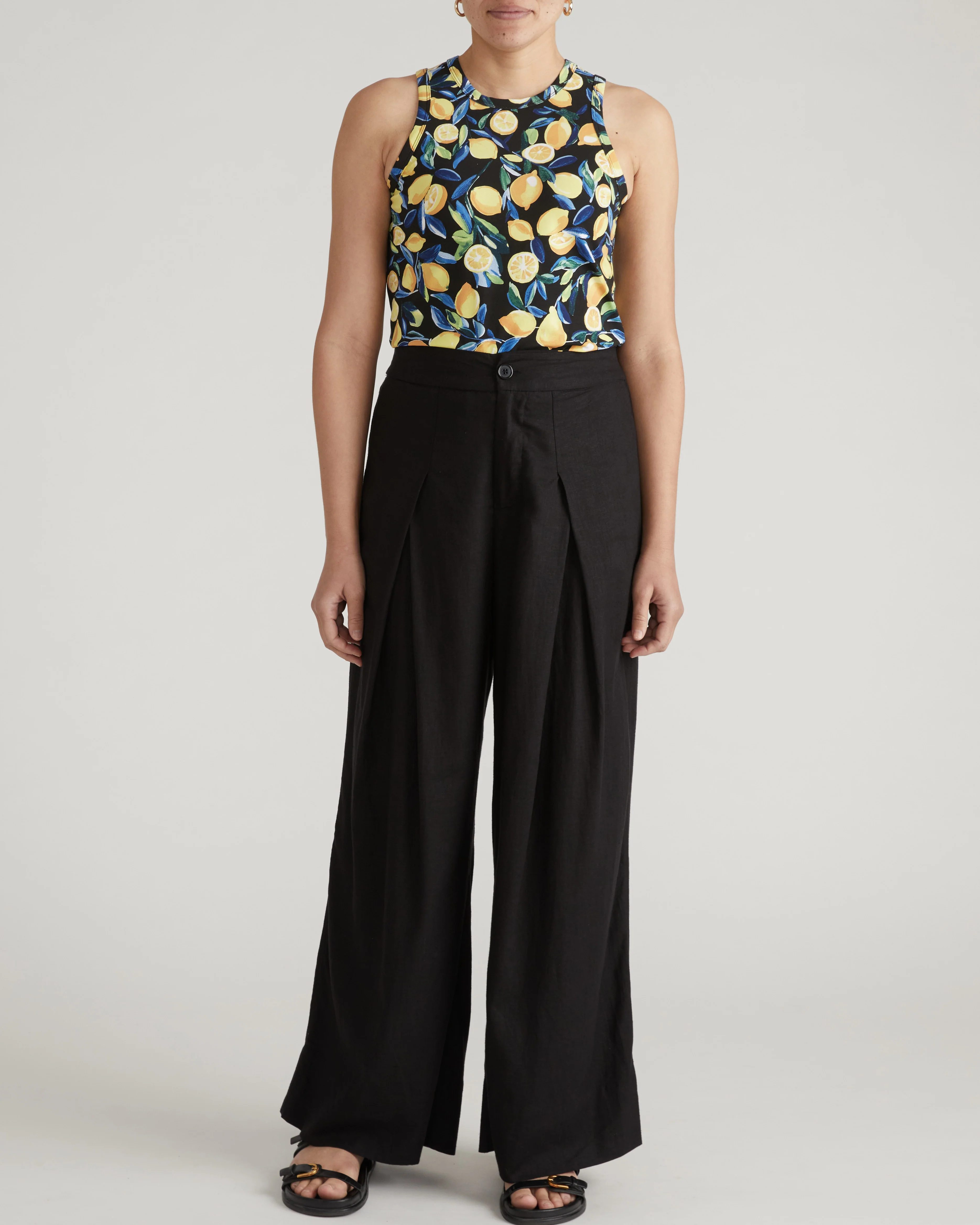Cai High Neck Tank - Black Limoncello Print - Image 2