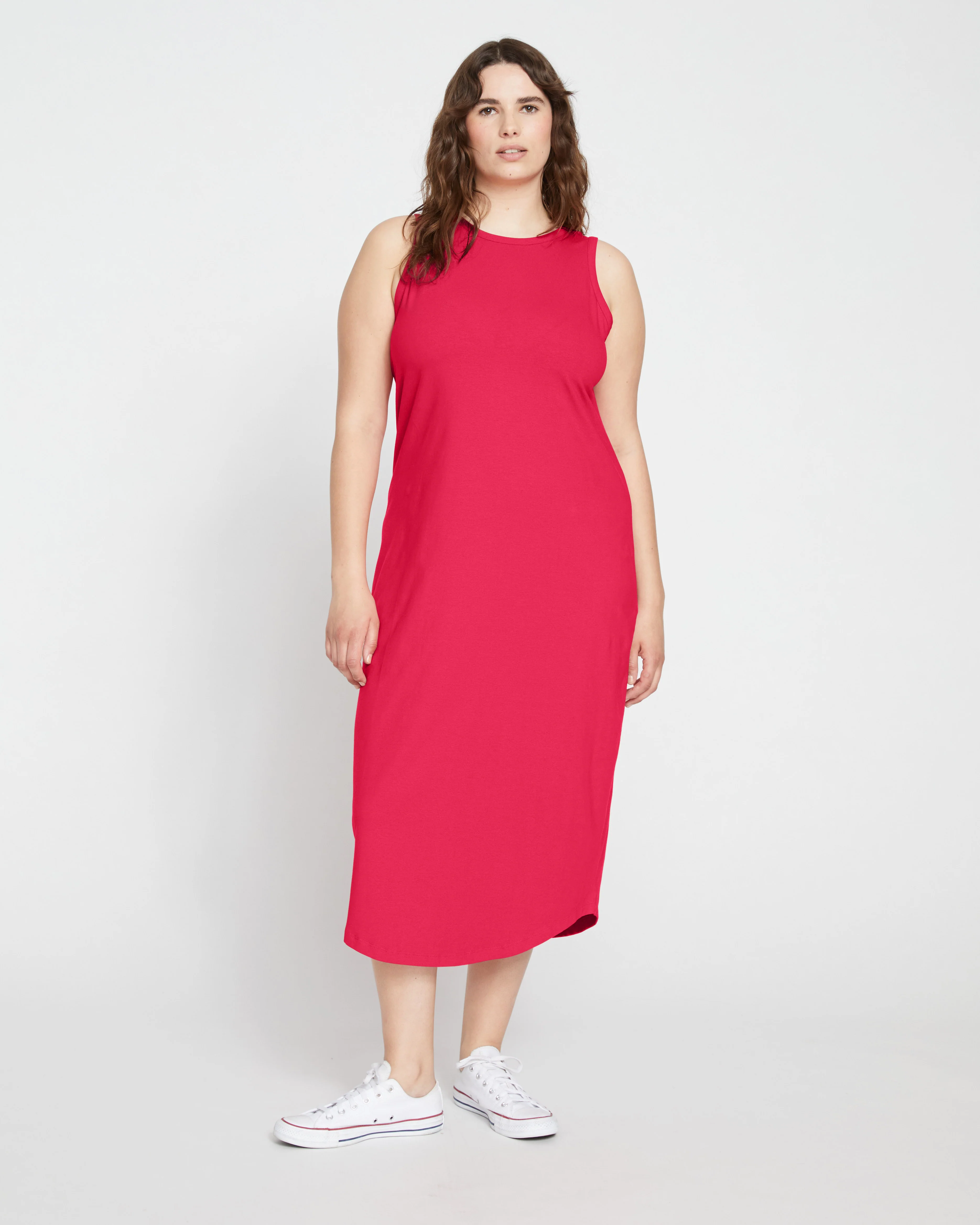 Cai High Neck Tank Dress - Cerise - Image 4