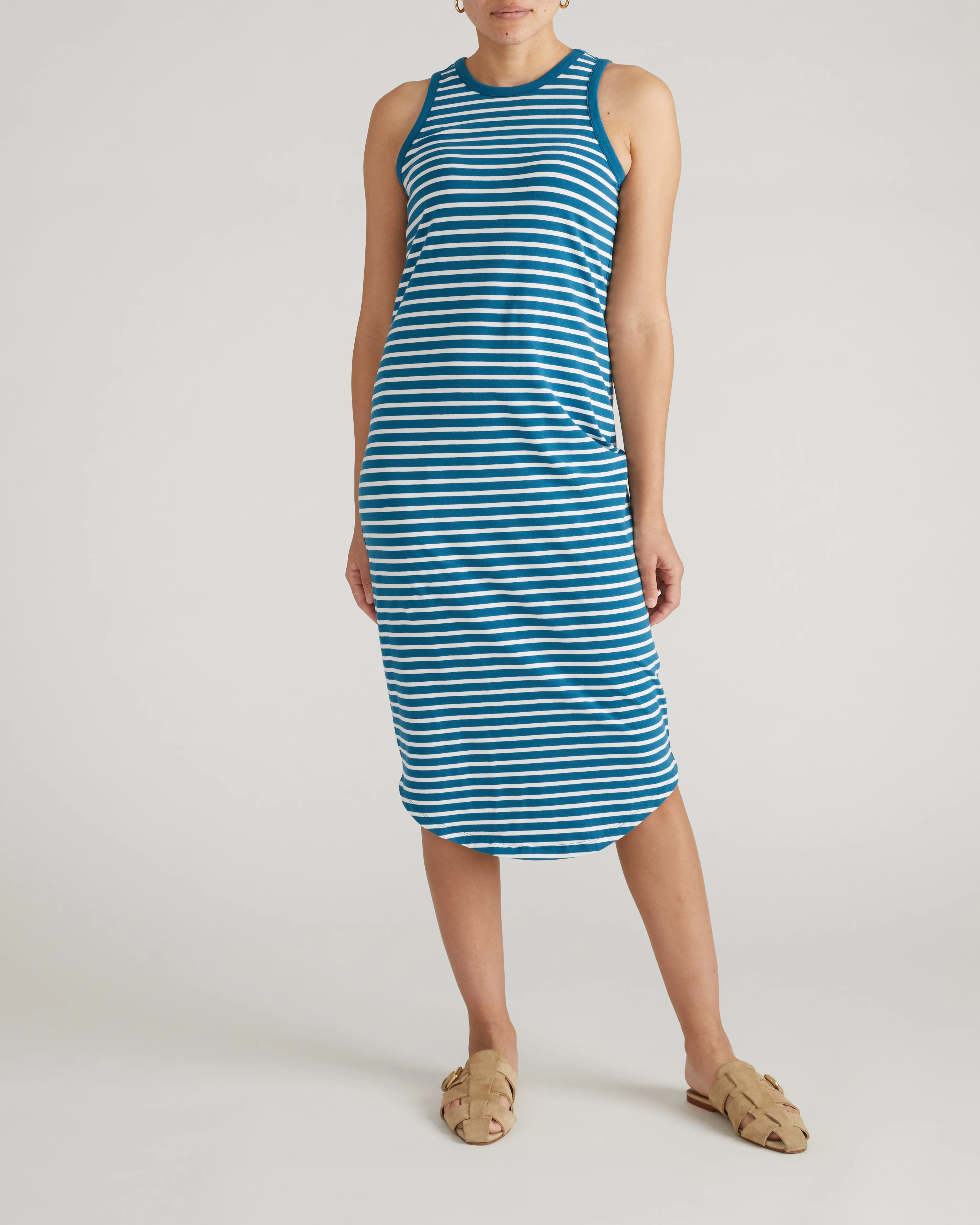 Cai High Neck Tank Dress - Ink Blue/White Stripe - Image 6