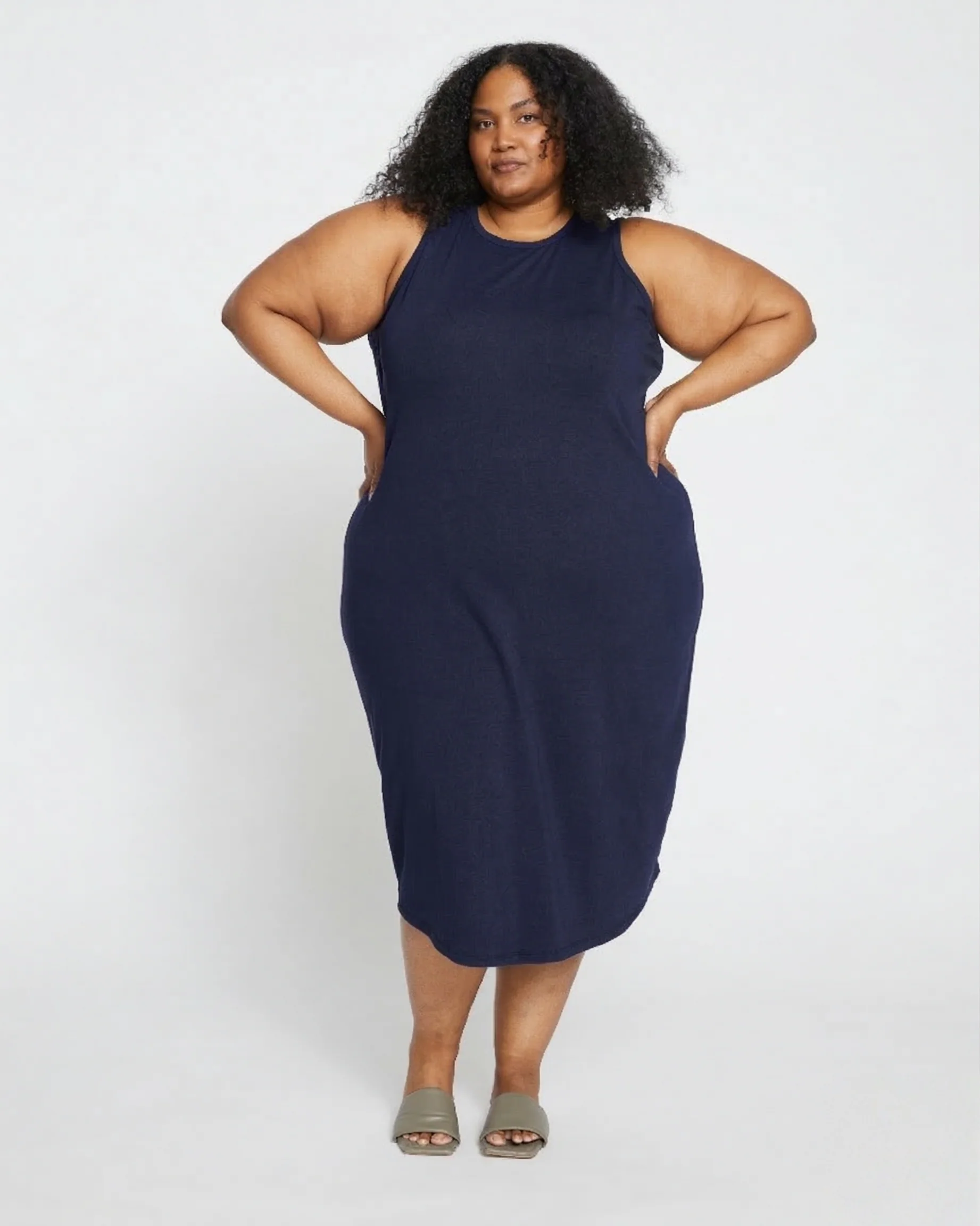 Cai High Neck Tank Dress - Midnight - Image 2