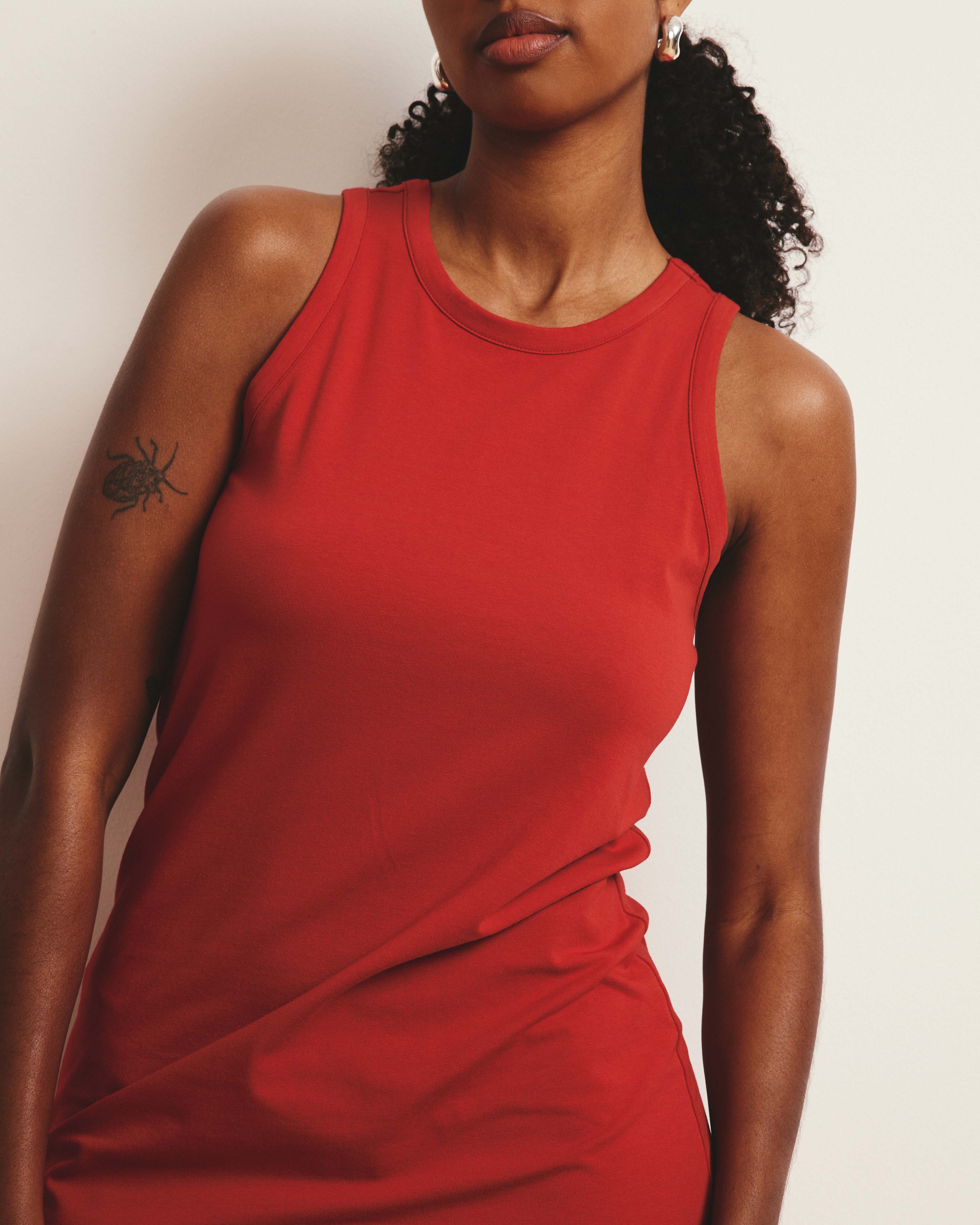 Cai High Neck Tank Dress - Ruby Red - Image 3