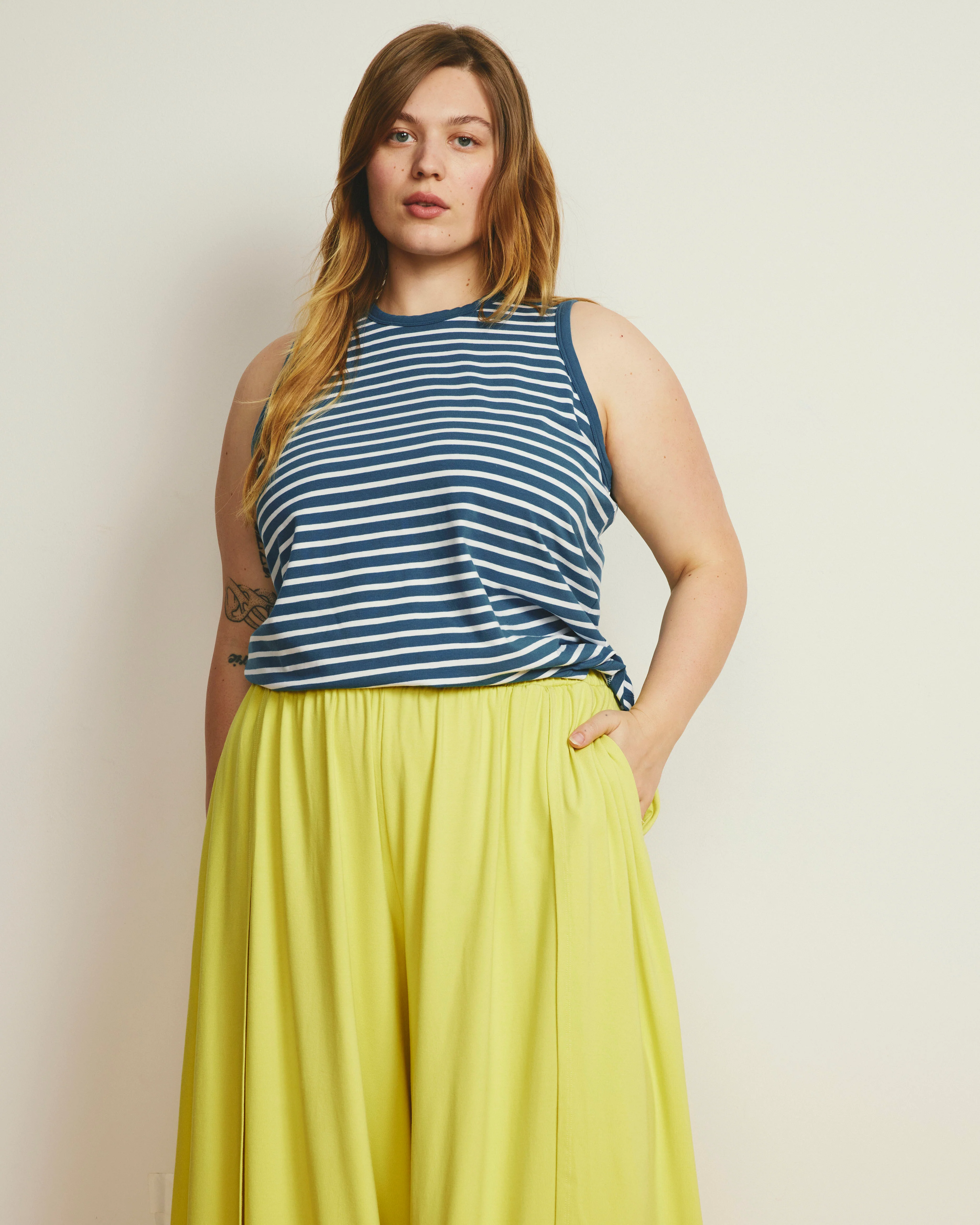 Cai High Neck Tank - Ink Blue/White Stripe - Image 3