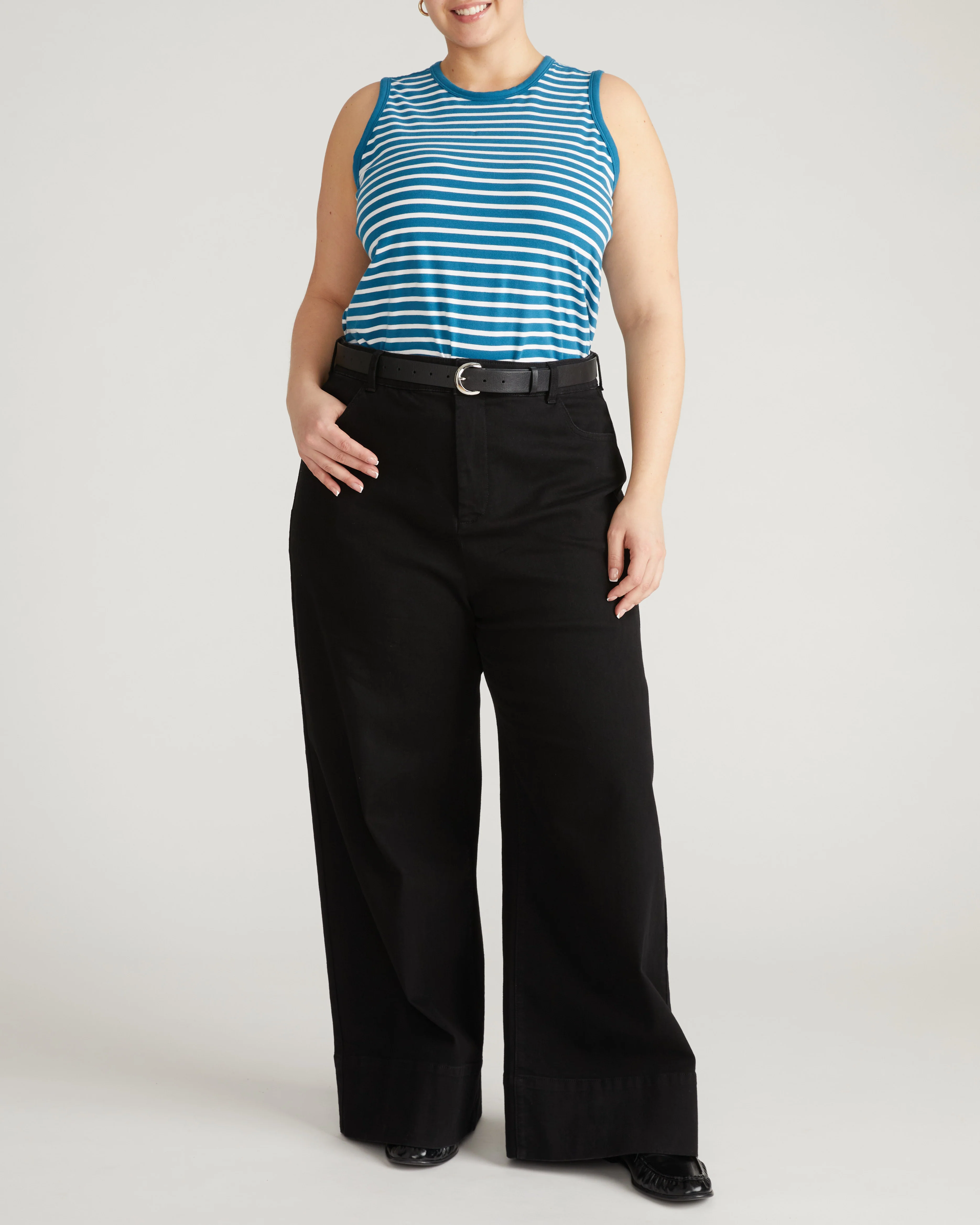 Cai High Neck Tank - Ink Blue/White Stripe - Image 4