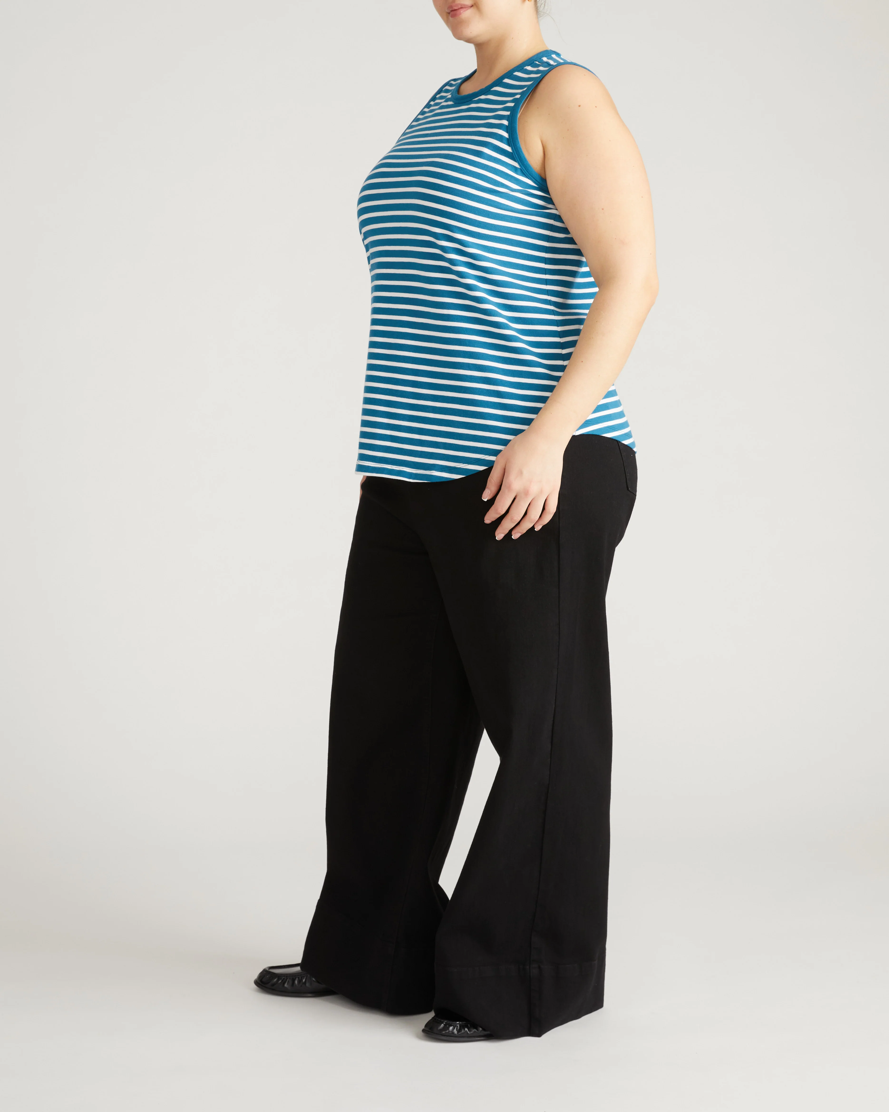 Cai High Neck Tank - Ink Blue/White Stripe - Image 5