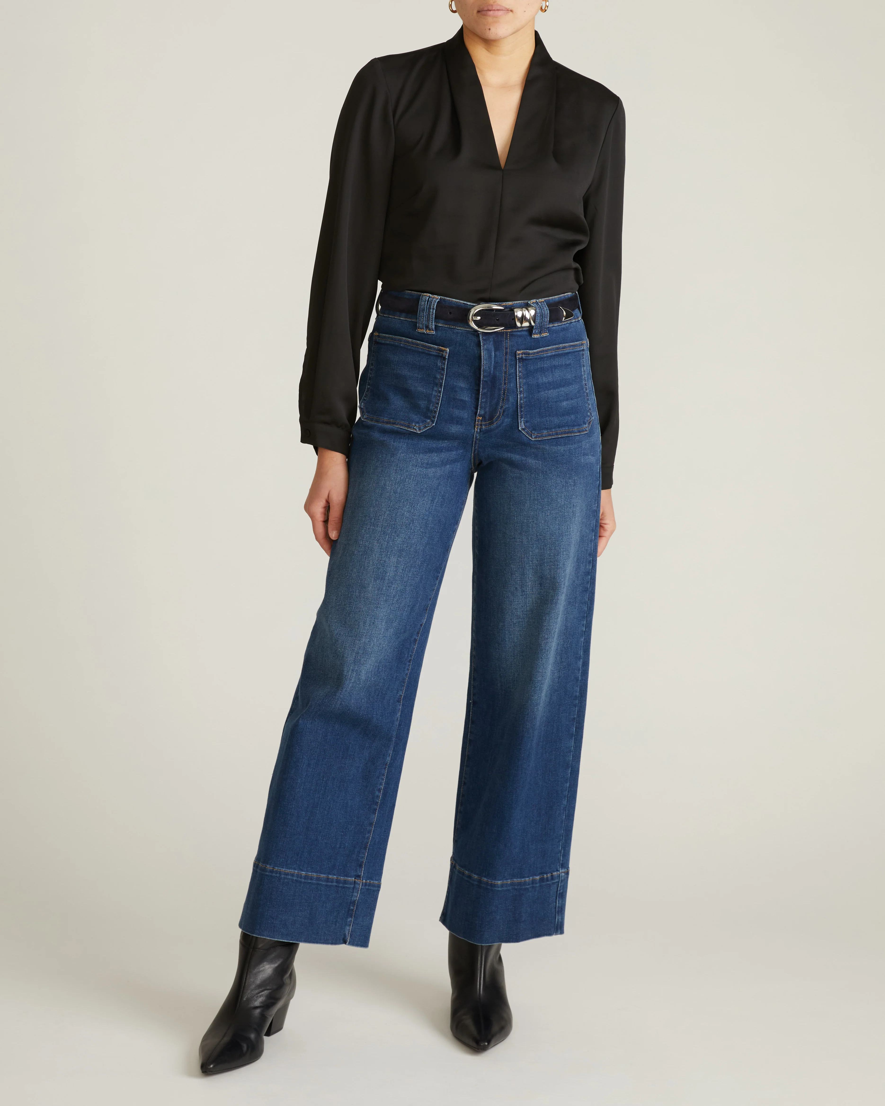 Cambria Soft Satin Blouse - Black - Image 4