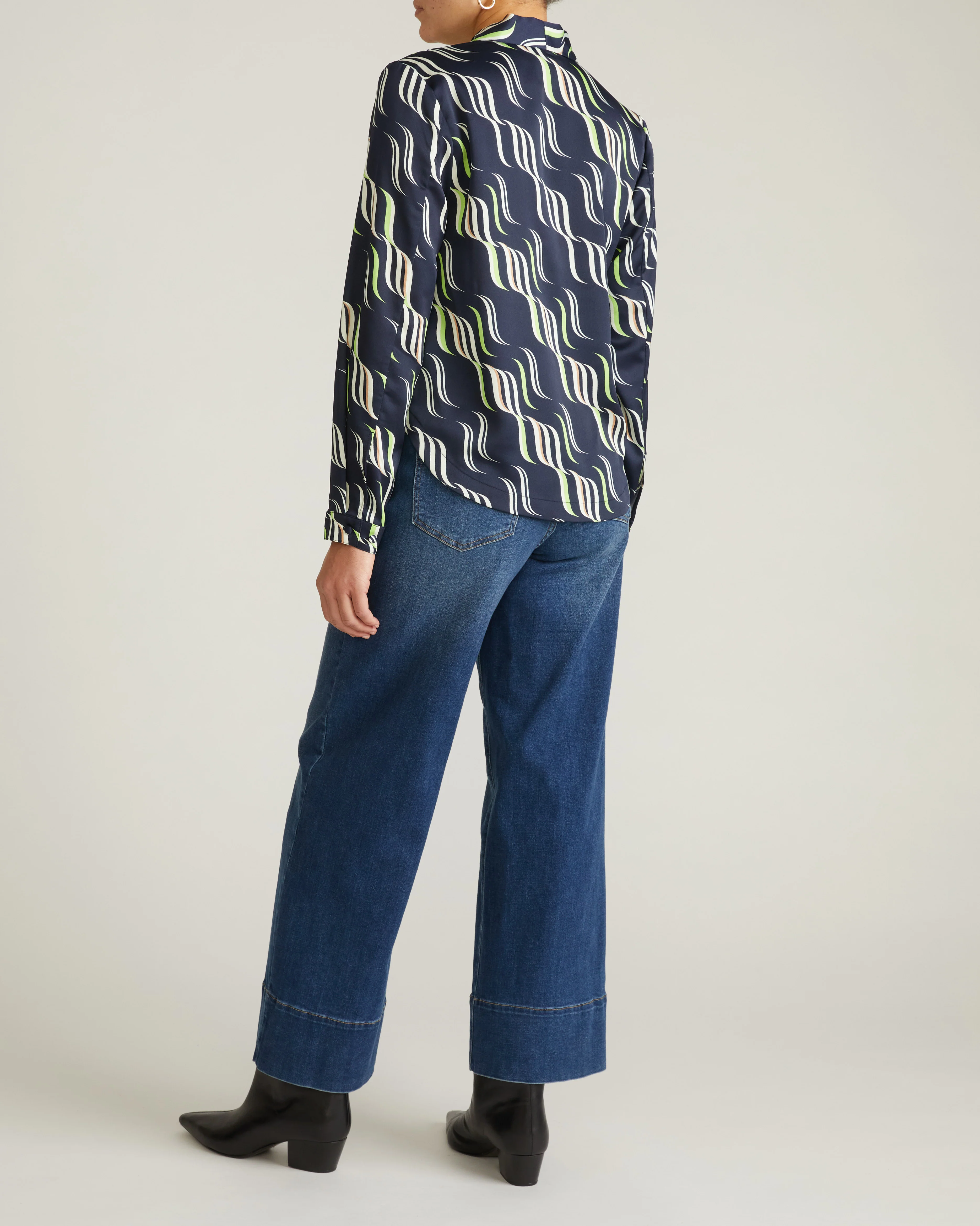 Cambria Soft Satin Blouse - Paddington Ribbon Print - Image 5