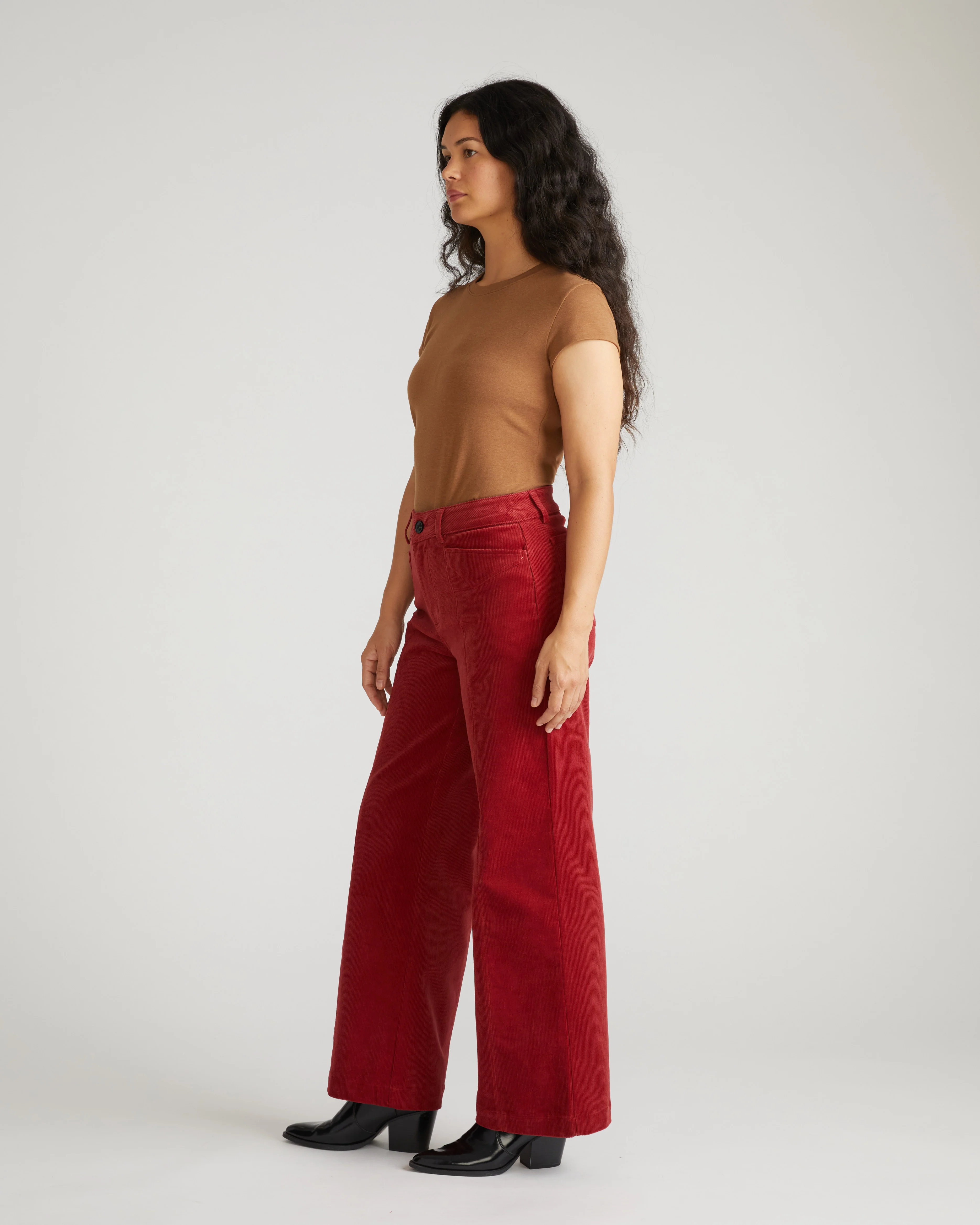 Camila Wide Leg Corduroy Pants - Autumnal Red - Image 5