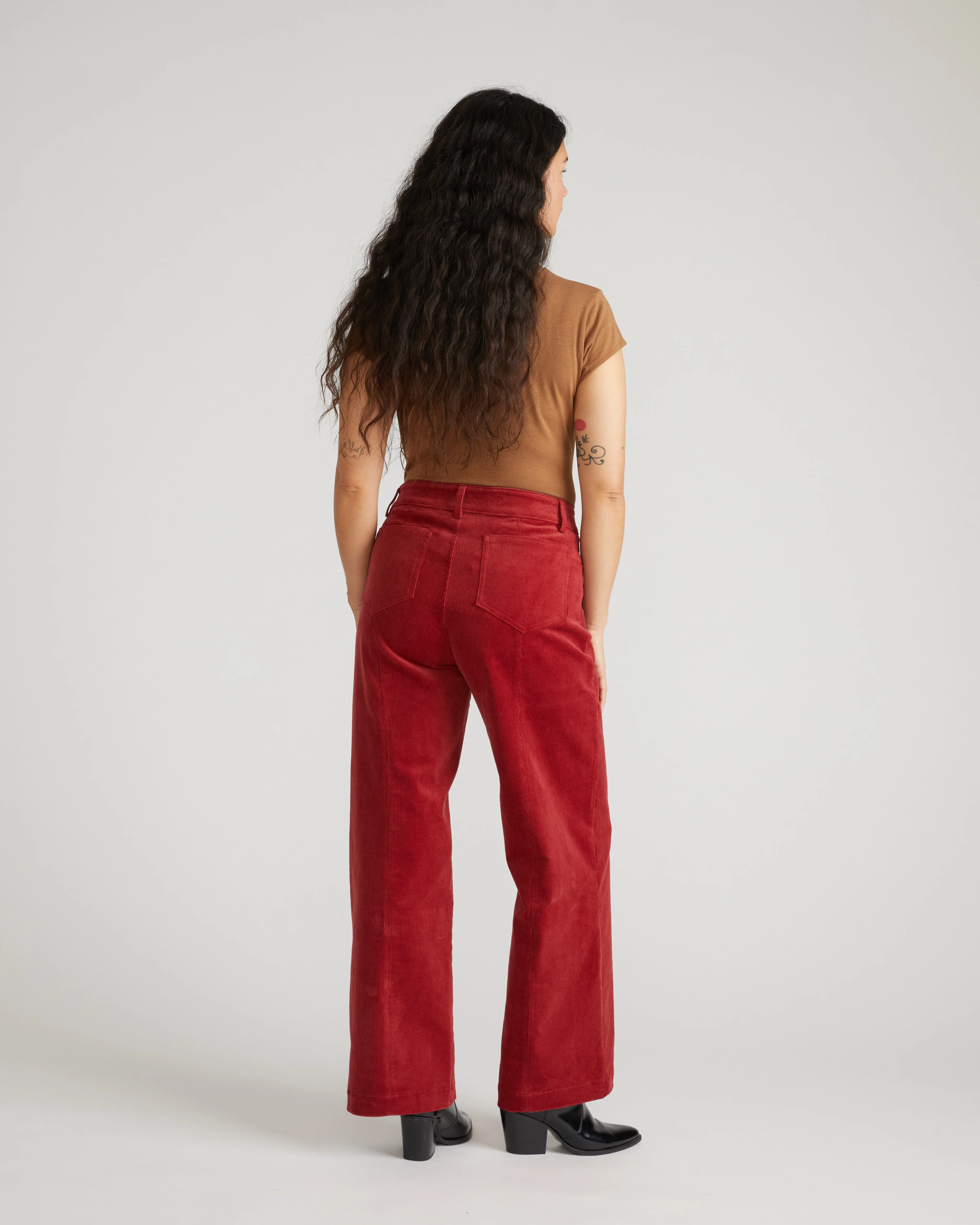 Camila Wide Leg Corduroy Pants - Autumnal Red - Image 6