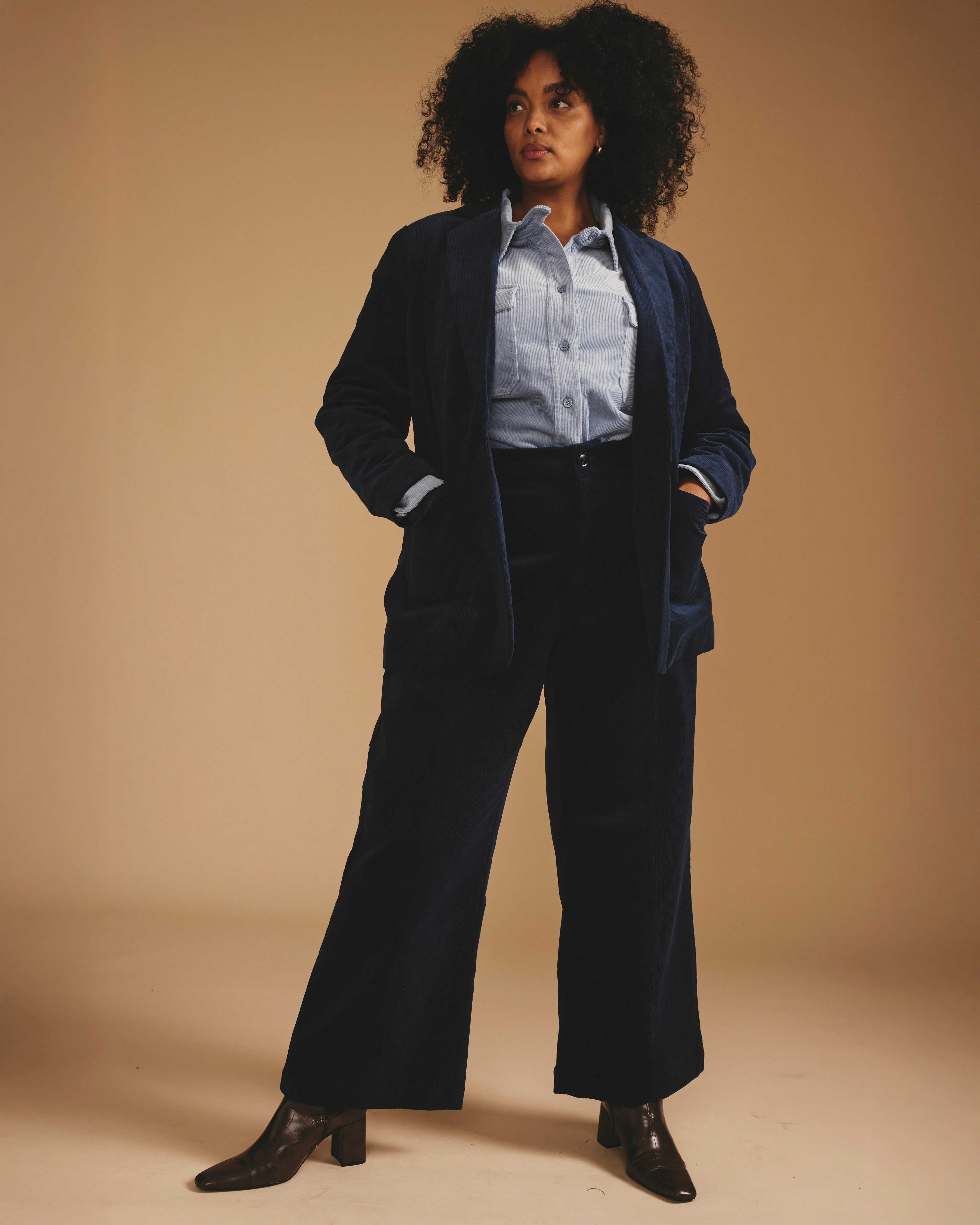 Camila Wide Leg Corduroy Pants - Pageant Blue - Image 3