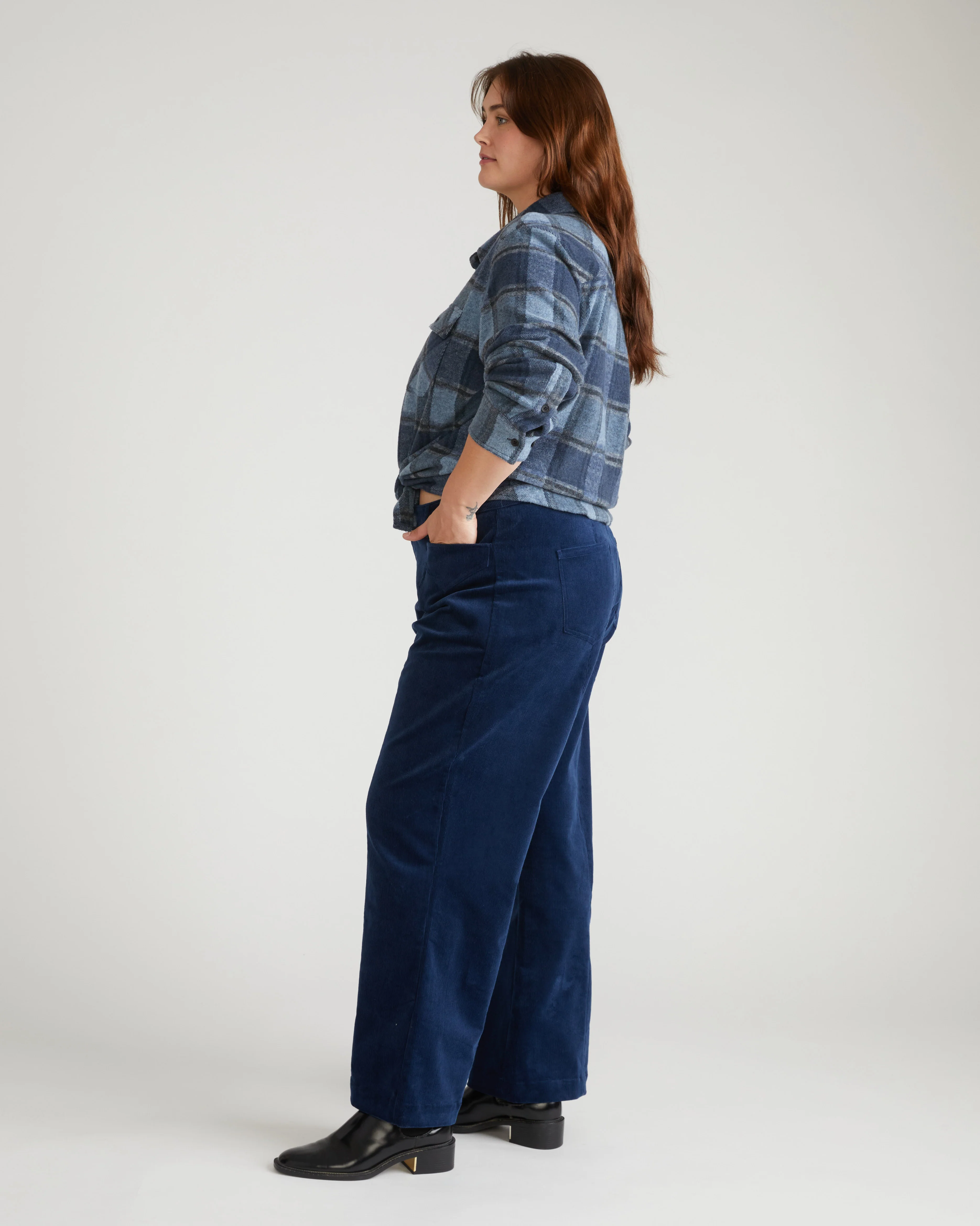Camila Wide Leg Corduroy Pants - Pageant Blue - Image 4