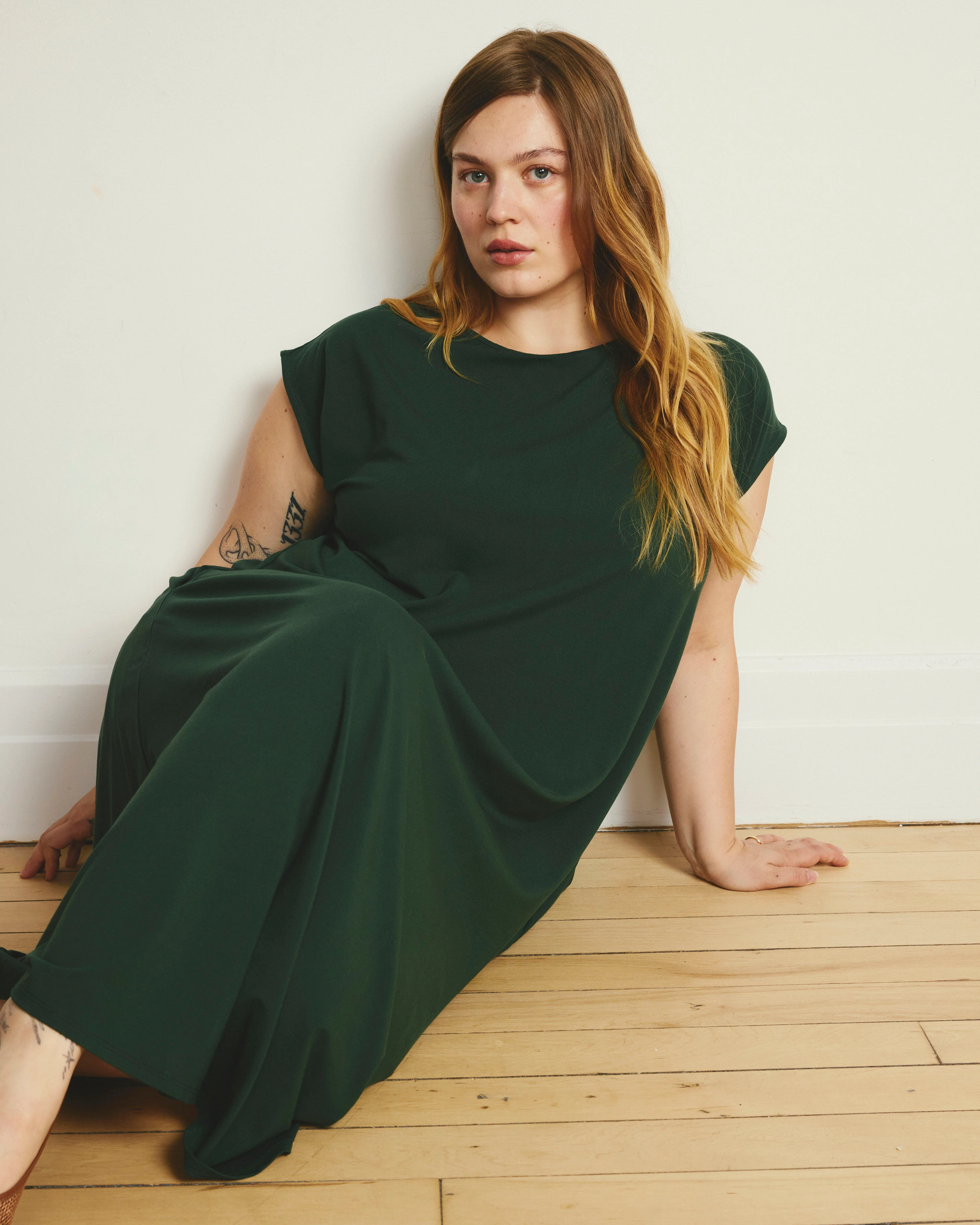 Capri Divine Jersey Flared Dress - Conifer - Image 3