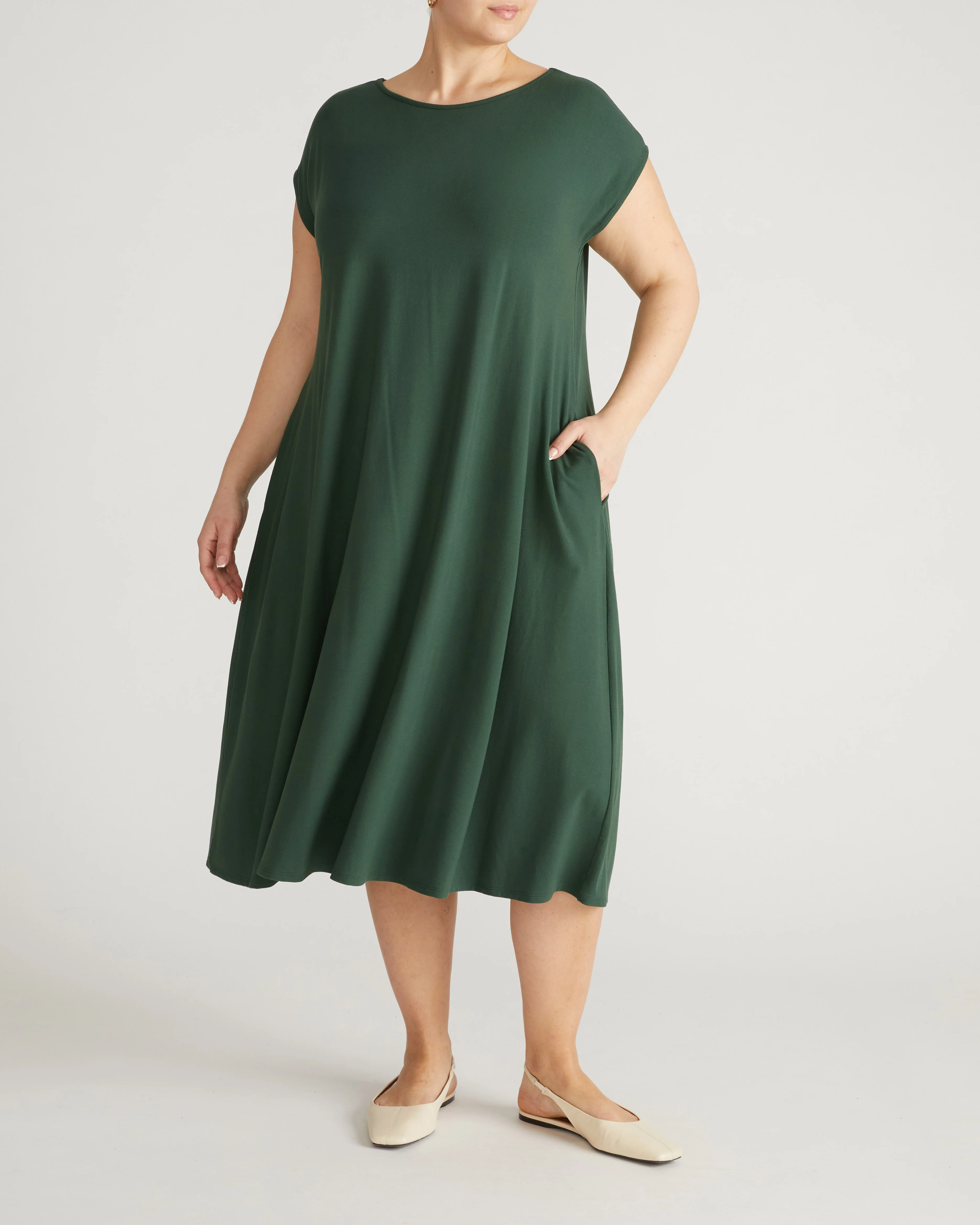 Capri Divine Jersey Flared Dress - Conifer - Image 4