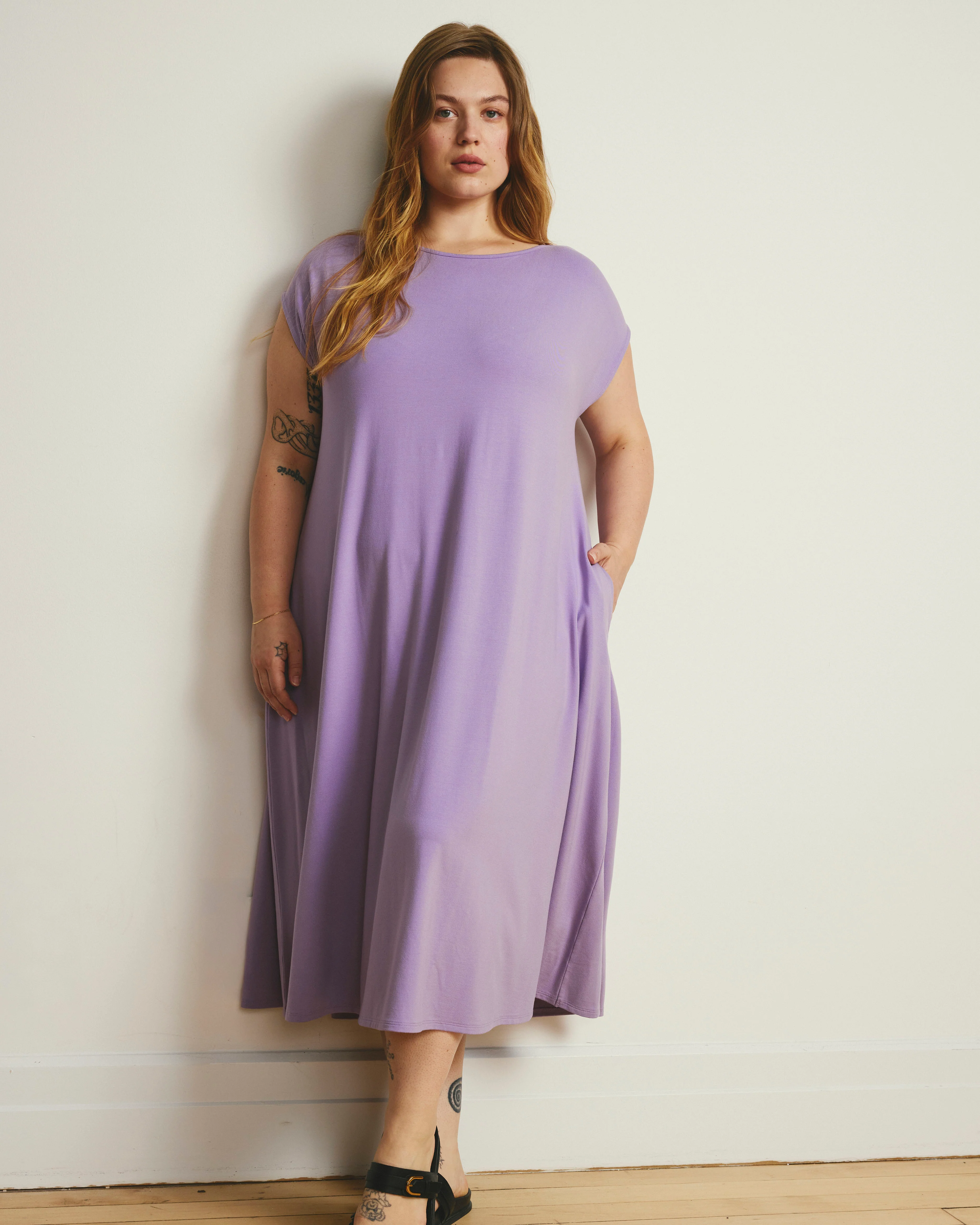 Capri Divine Jersey Flared Dress - Spring Iris - Image 4