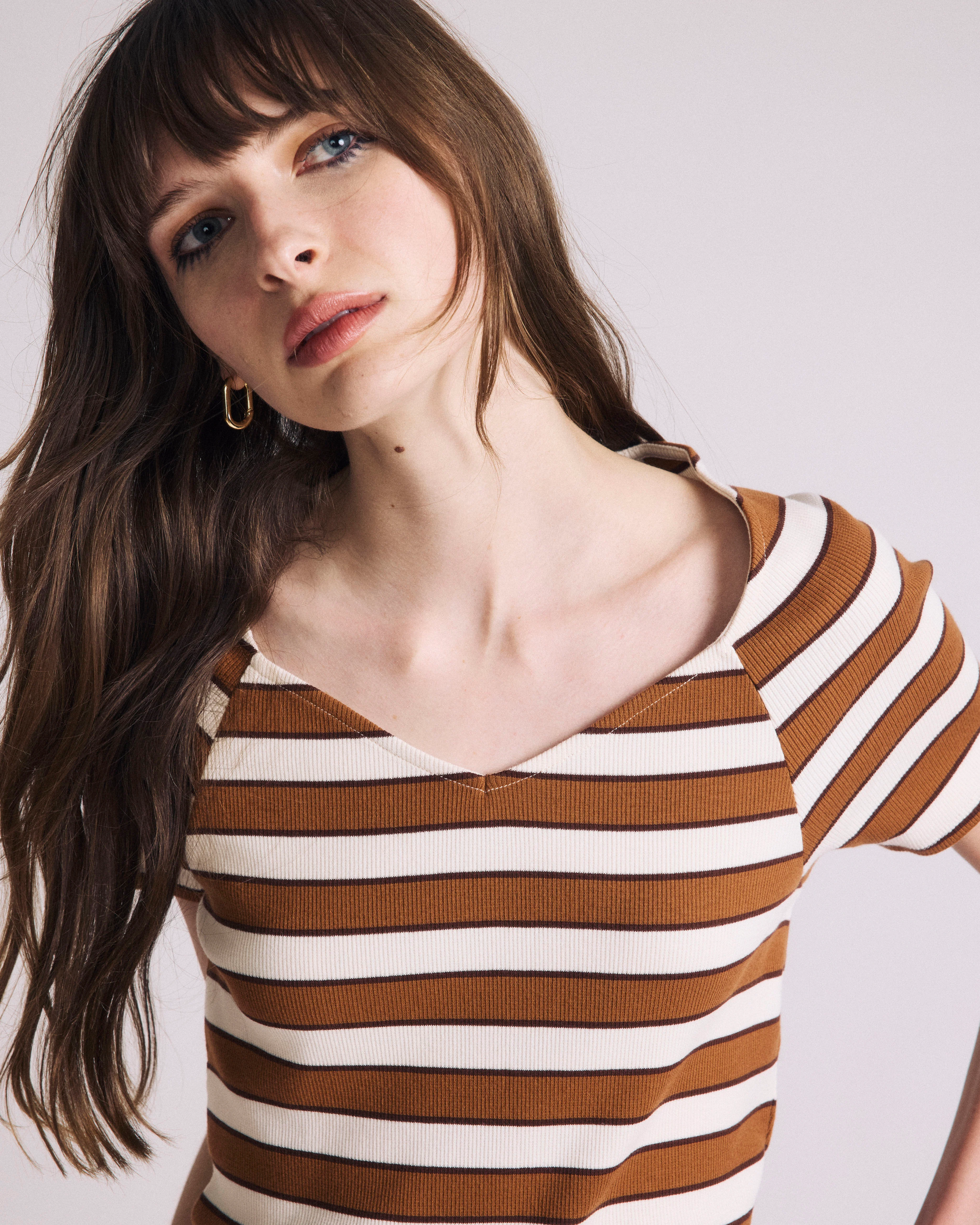 Carey Ribbed Sweetheart Tee - Baker Street Stripe - Image 2