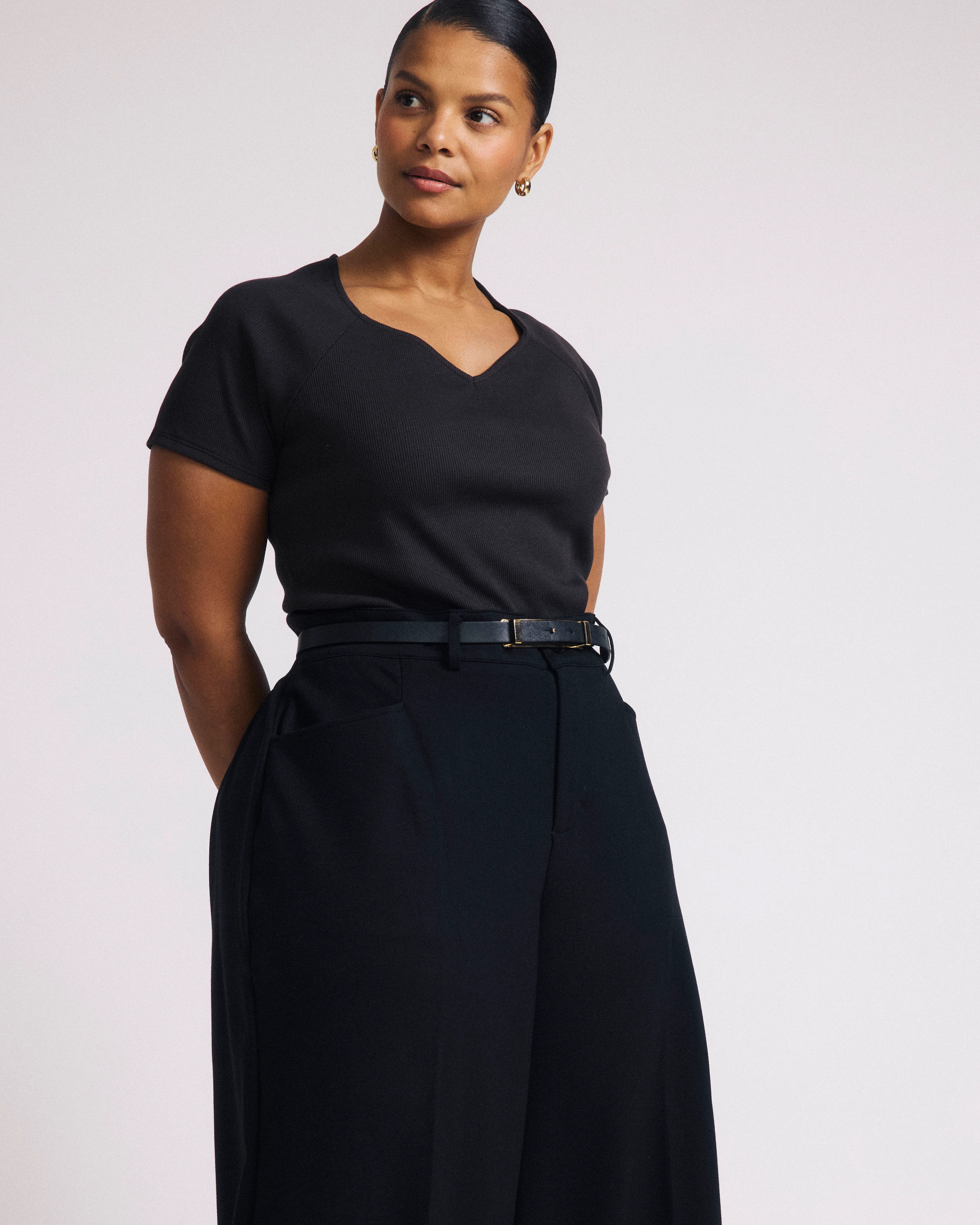 Carey Ribbed Sweetheart Tee - Espresso - Image 3