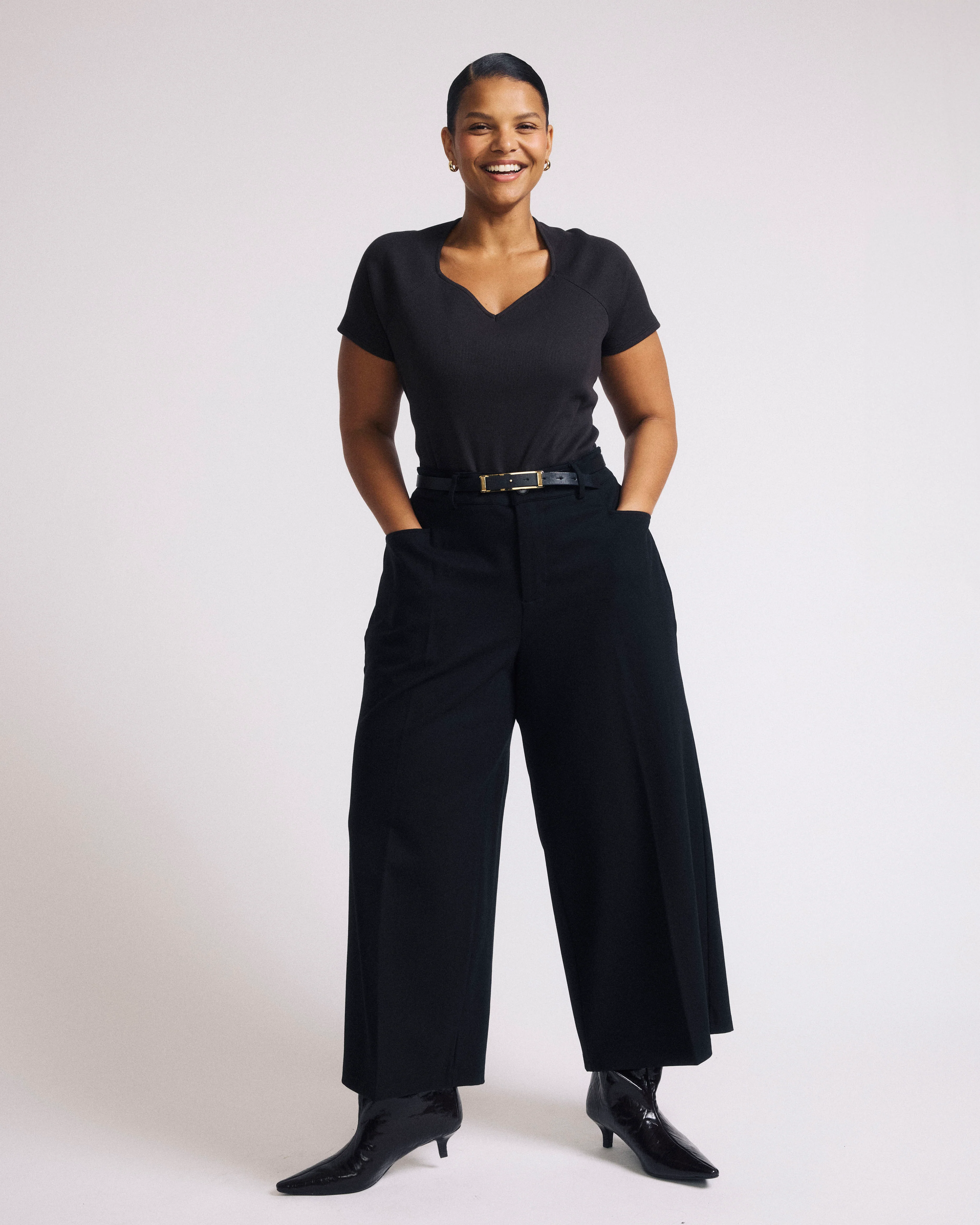 Carey Ribbed Sweetheart Tee - Espresso - Image 4