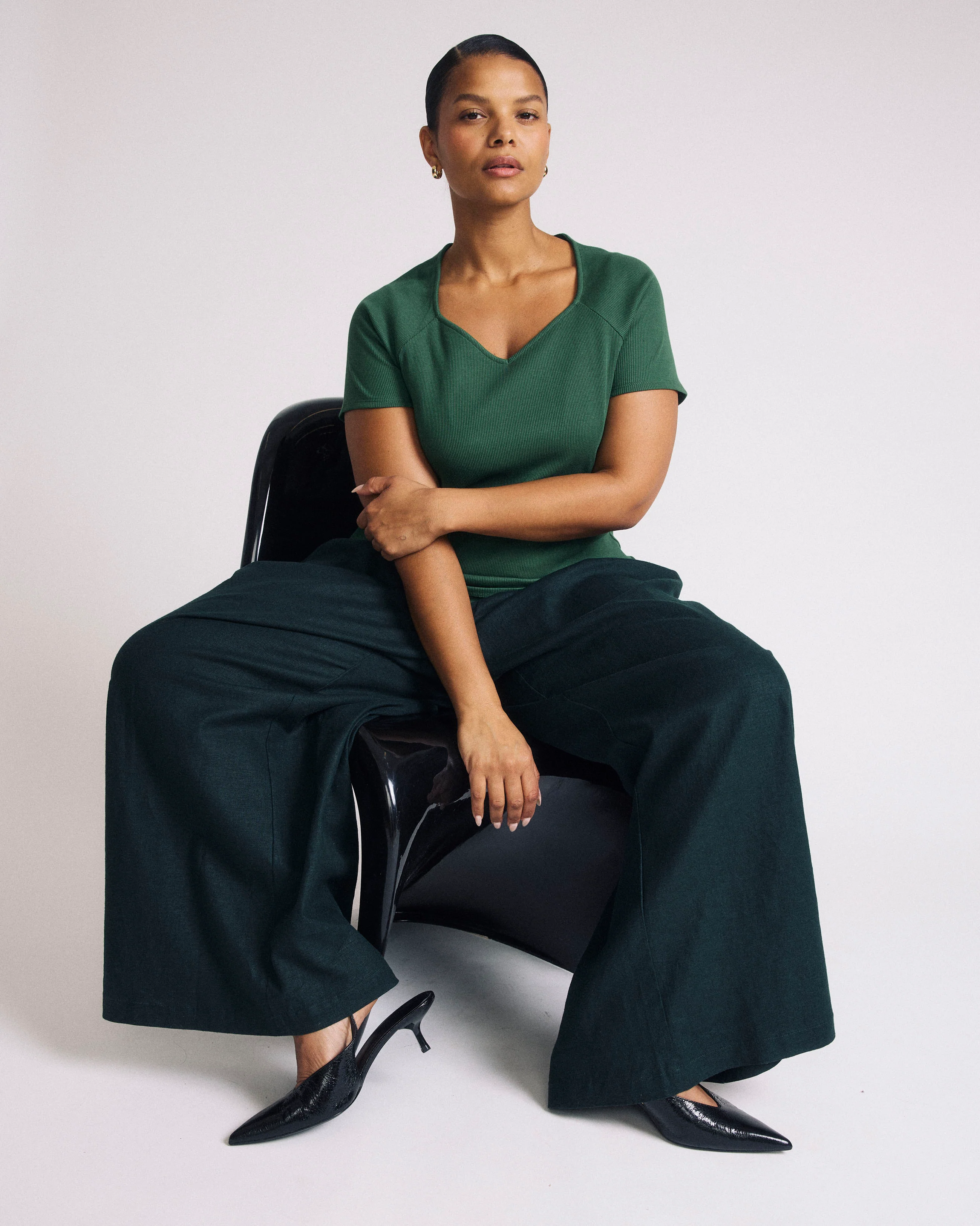 Carey Ribbed Sweetheart Tee - Green Park - Image 2