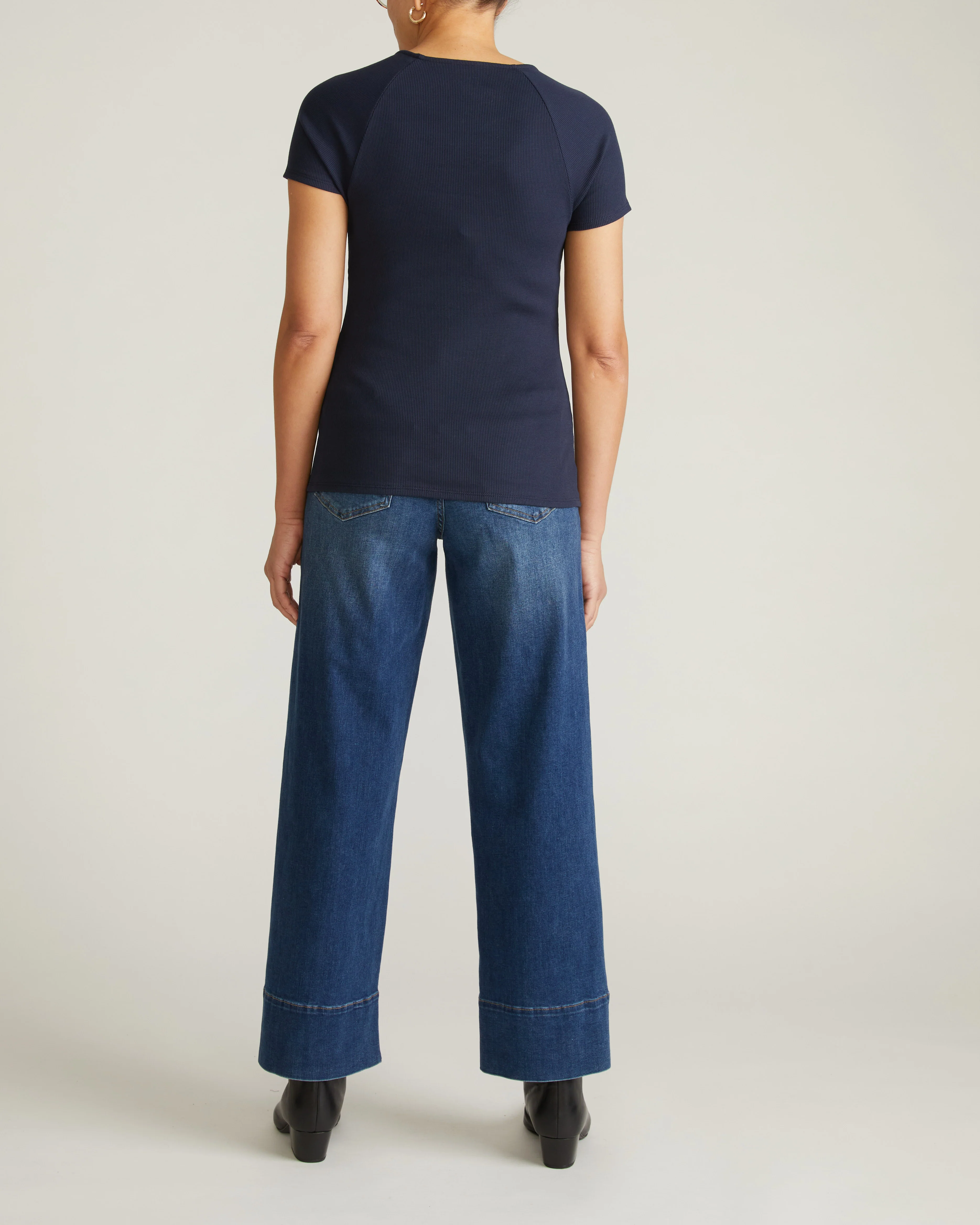 Carey Ribbed Sweetheart Tee - Navy - Image 5