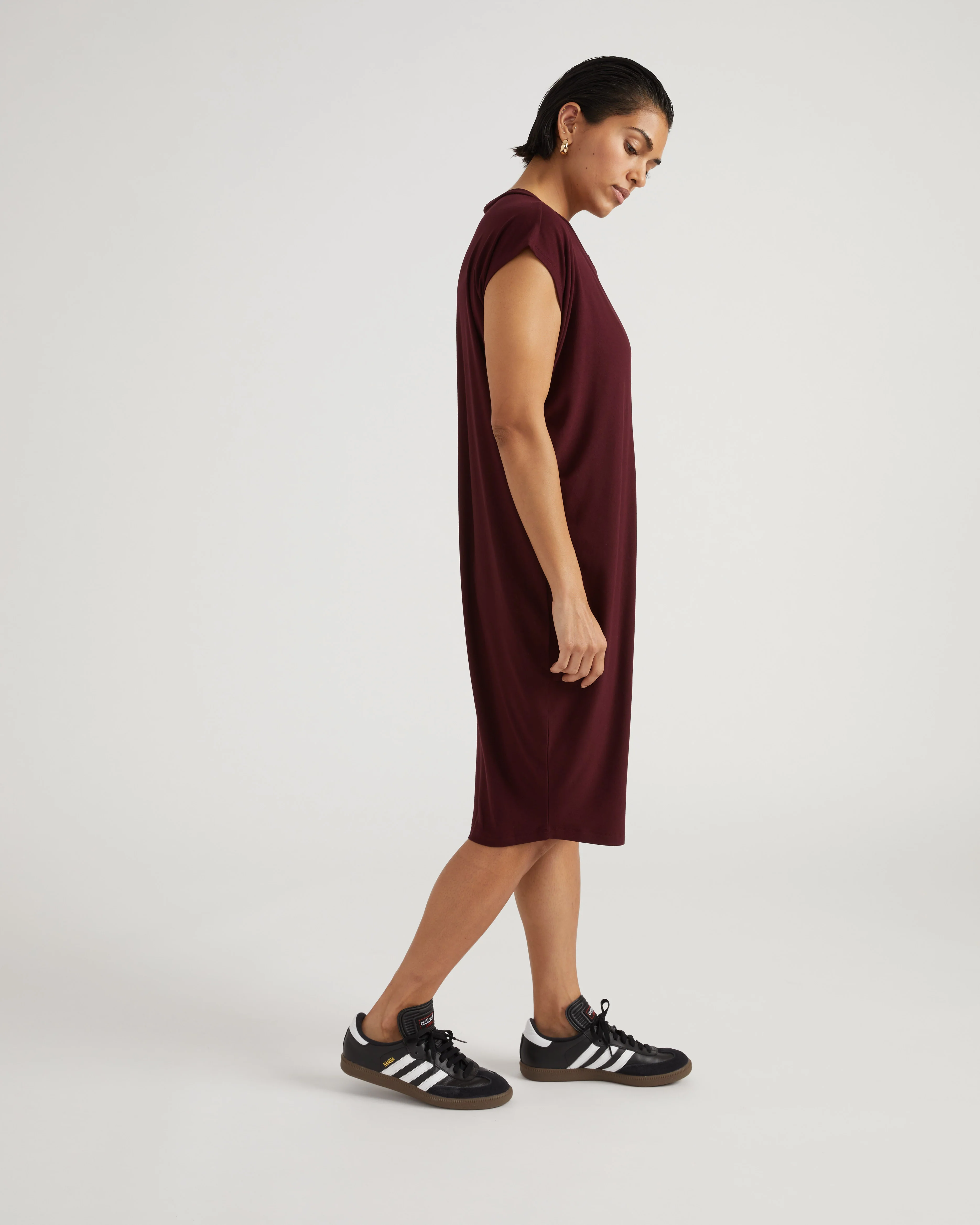 Carrea Relaxed Liquid Jersey Dress - Black Cherry - Image 2