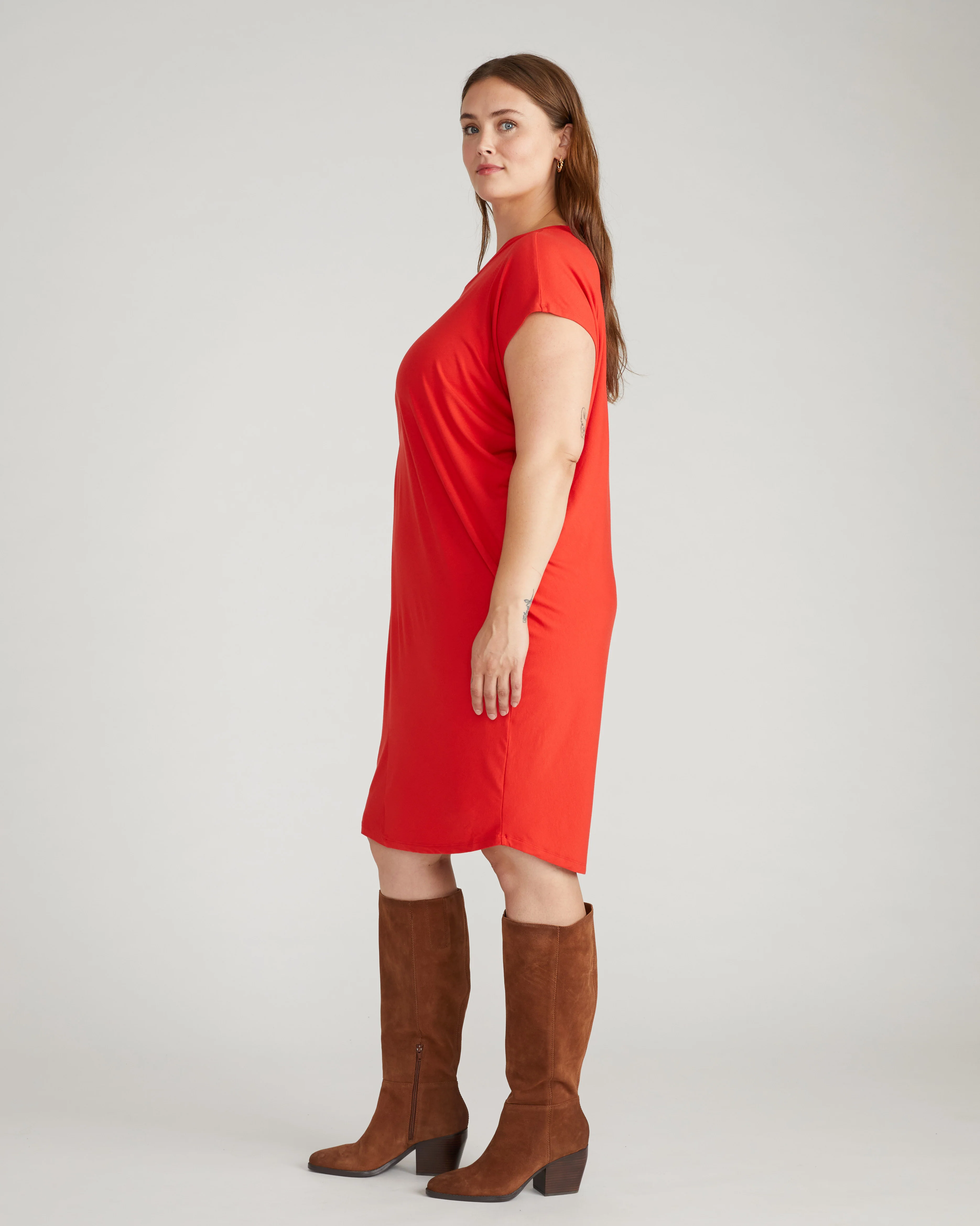 Carrea Relaxed Liquid Jersey Dress - Lipstick - Image 3