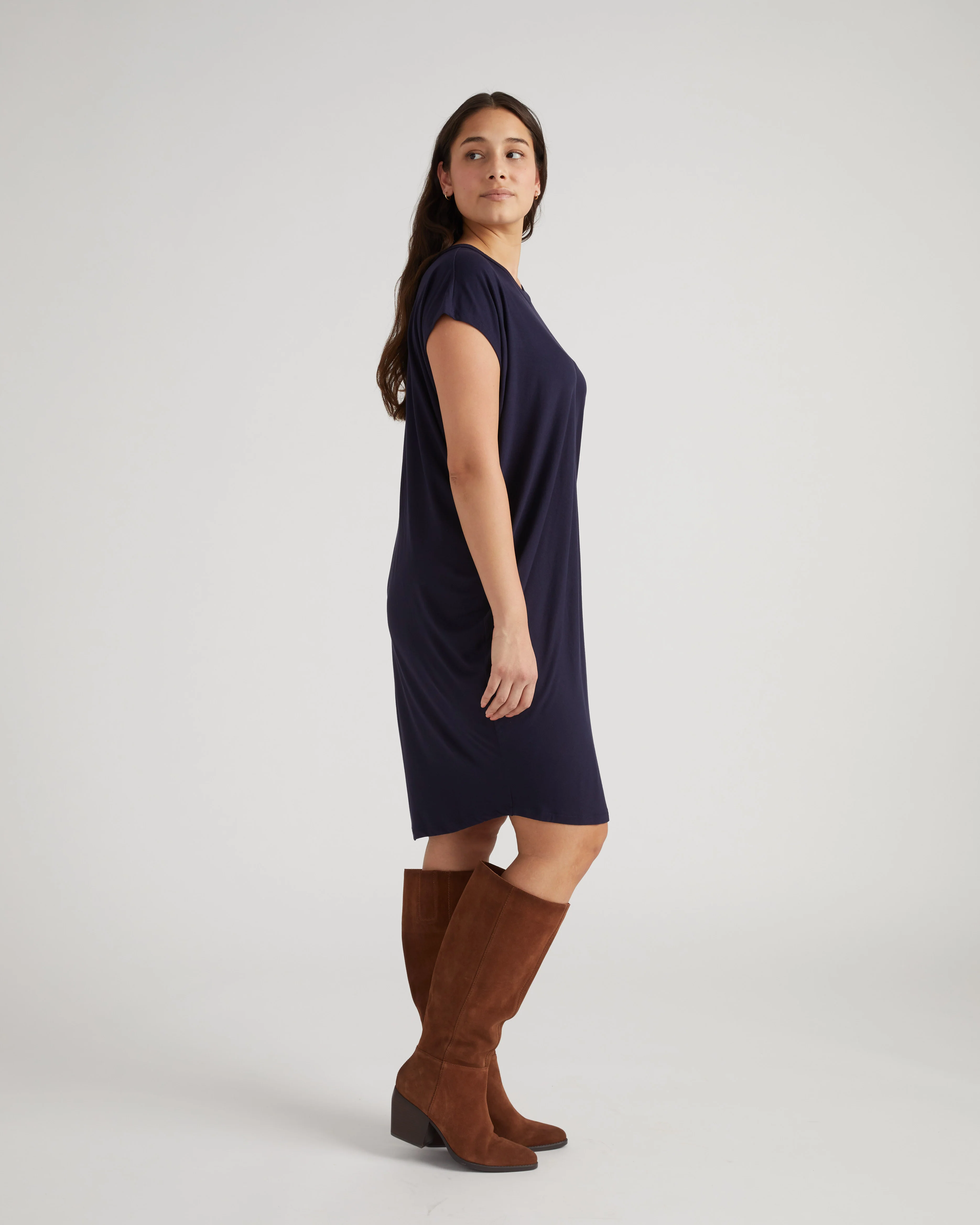 Carrea Relaxed Liquid Jersey Dress - Midnight - Image 3