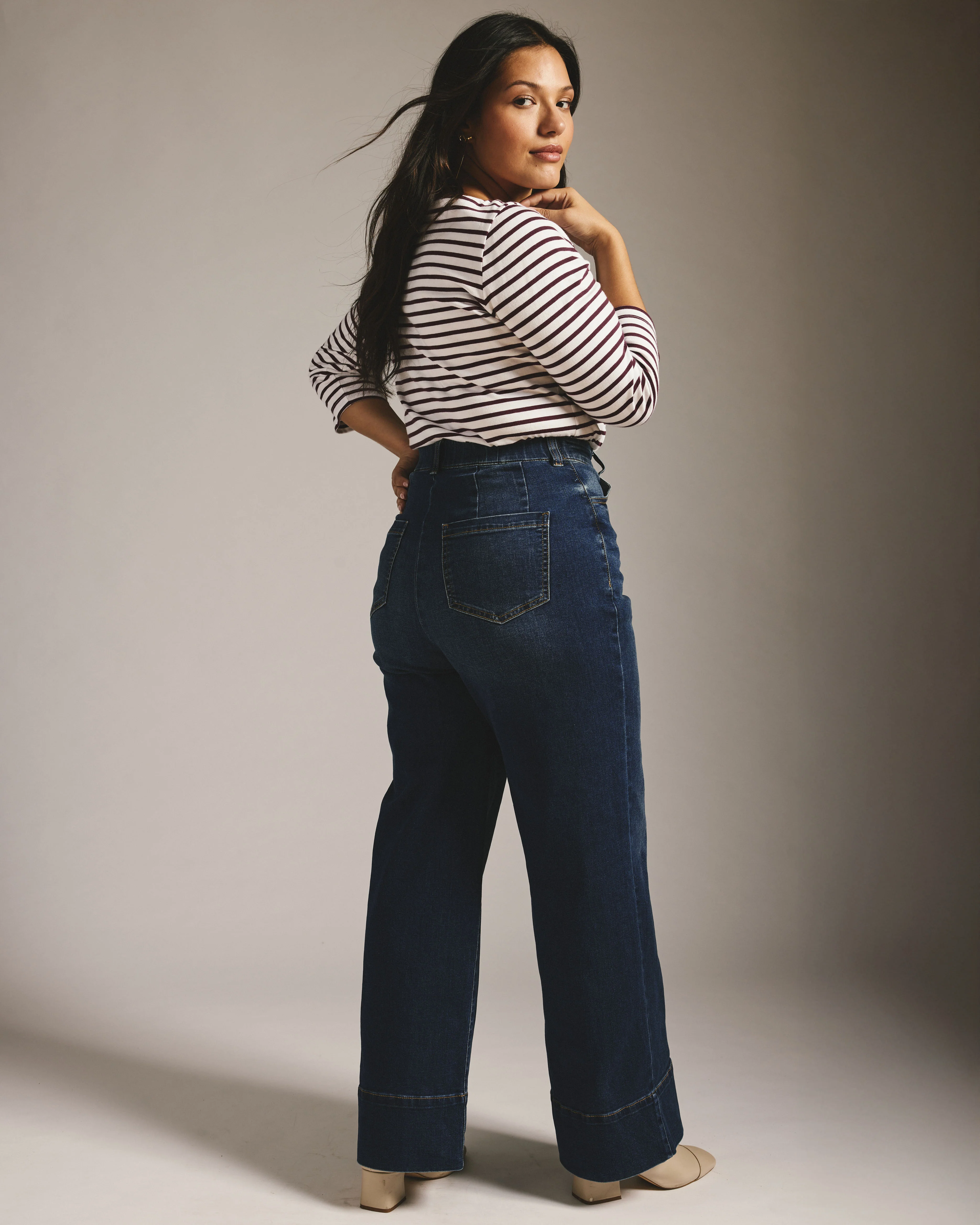 Carrie High Rise Wide Leg Jeans - Naval Blue Wash - Image 4