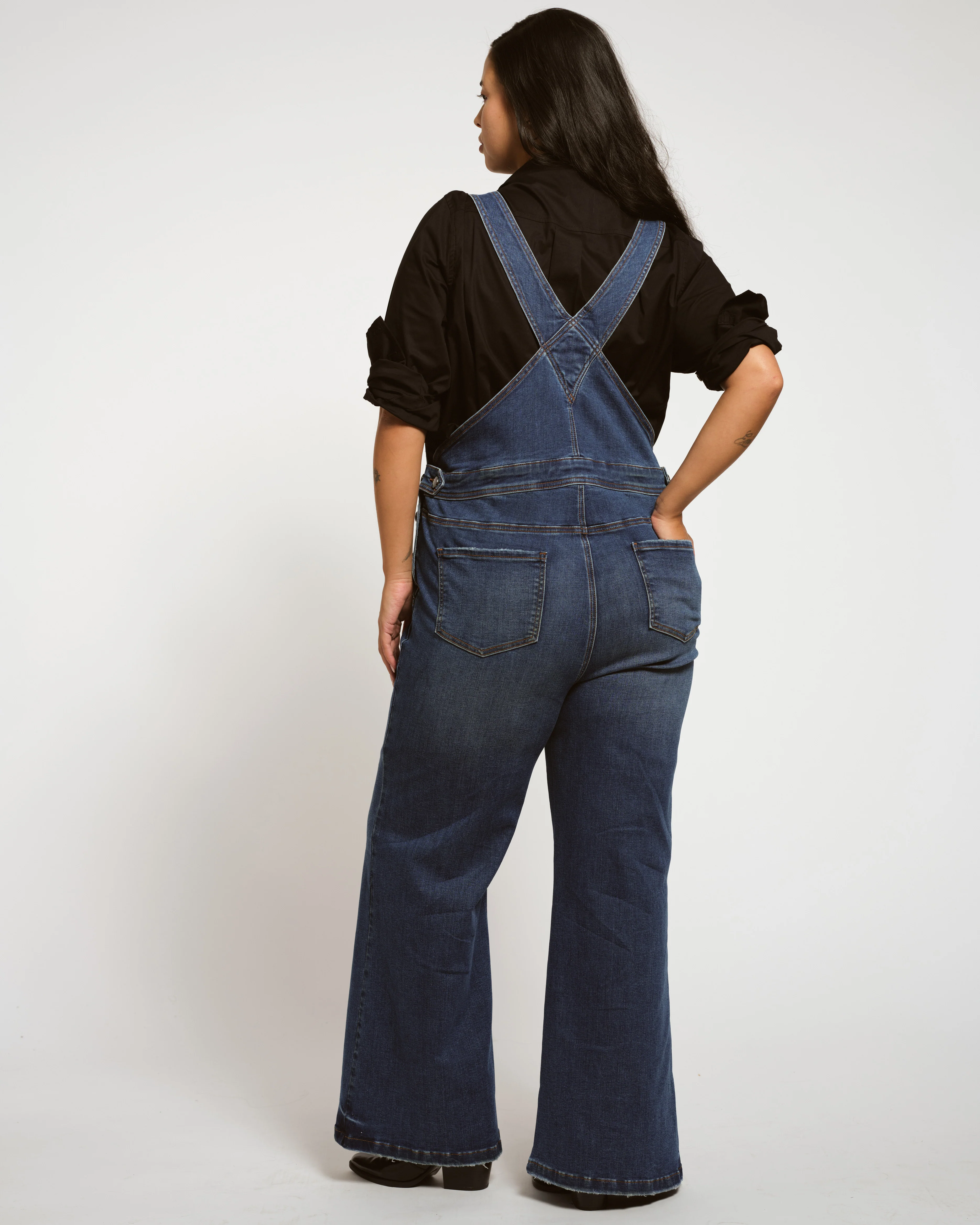 Casey Wide Leg Denim Overalls - Princeton Blue - Image 4