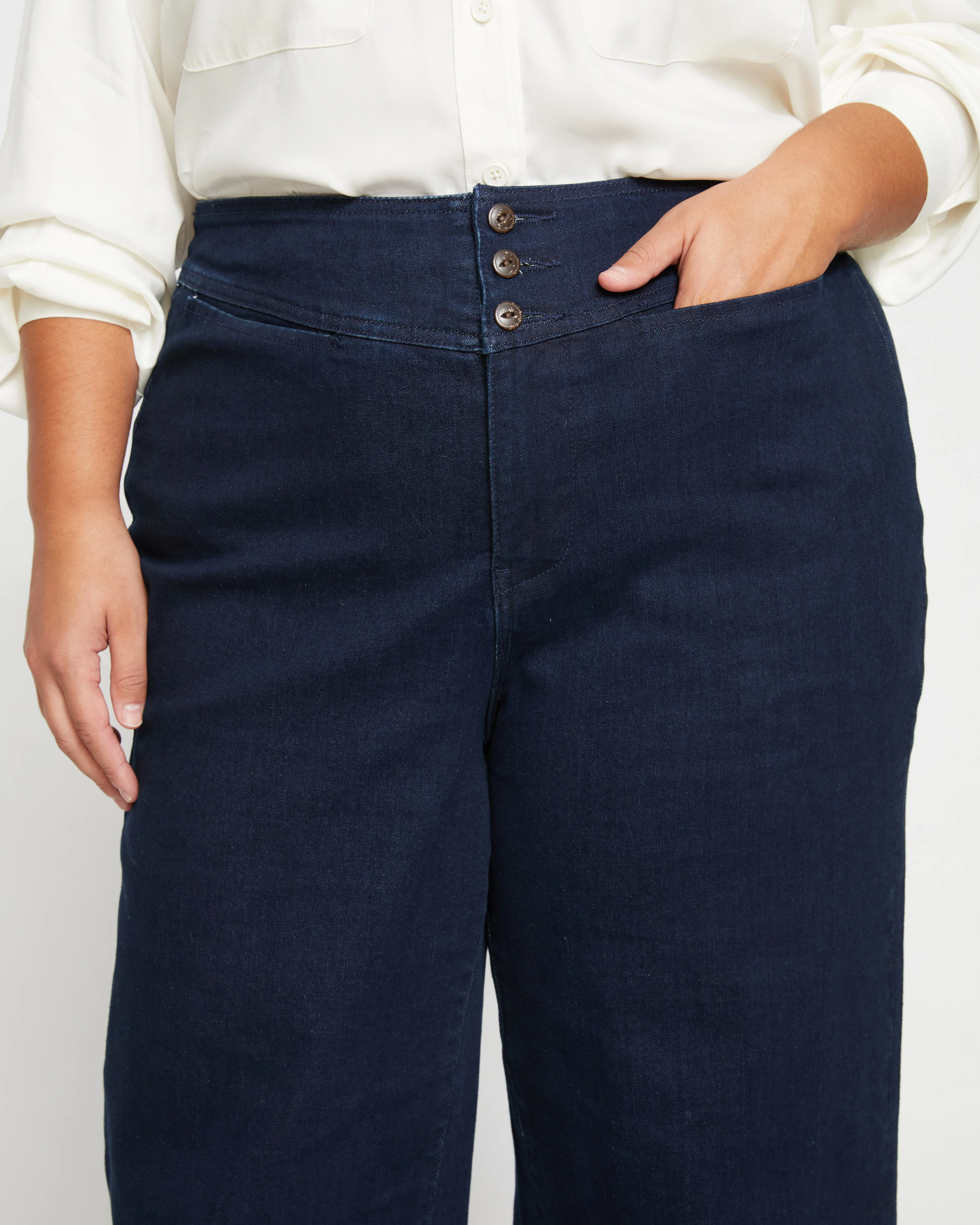 Charlie High Rise Sailor Jeans - Dark Indigo - Image 3