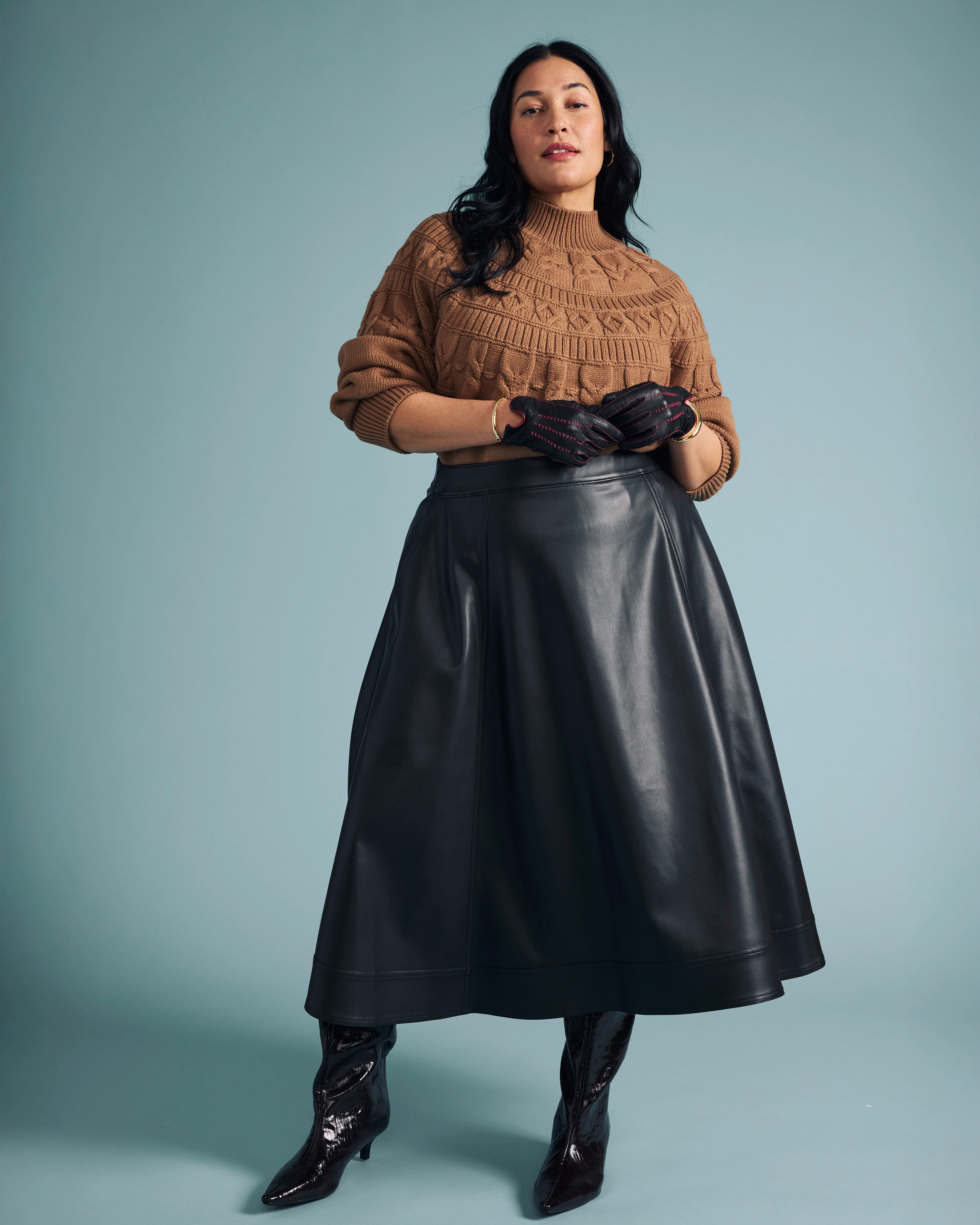 Charlotte Faux Leather Skirt - Black - Image 5