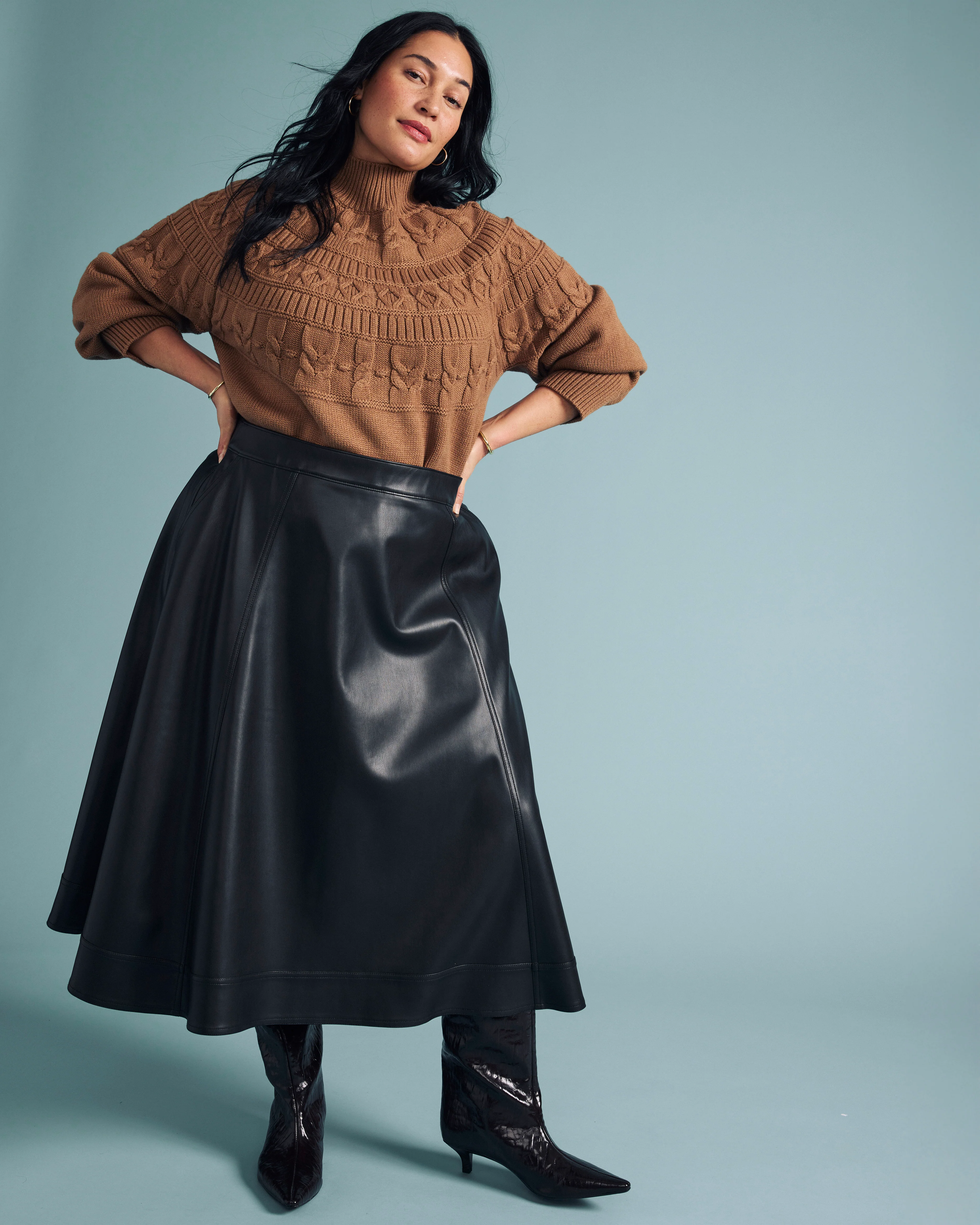 Charlotte Faux Leather Skirt - Black - Image 6