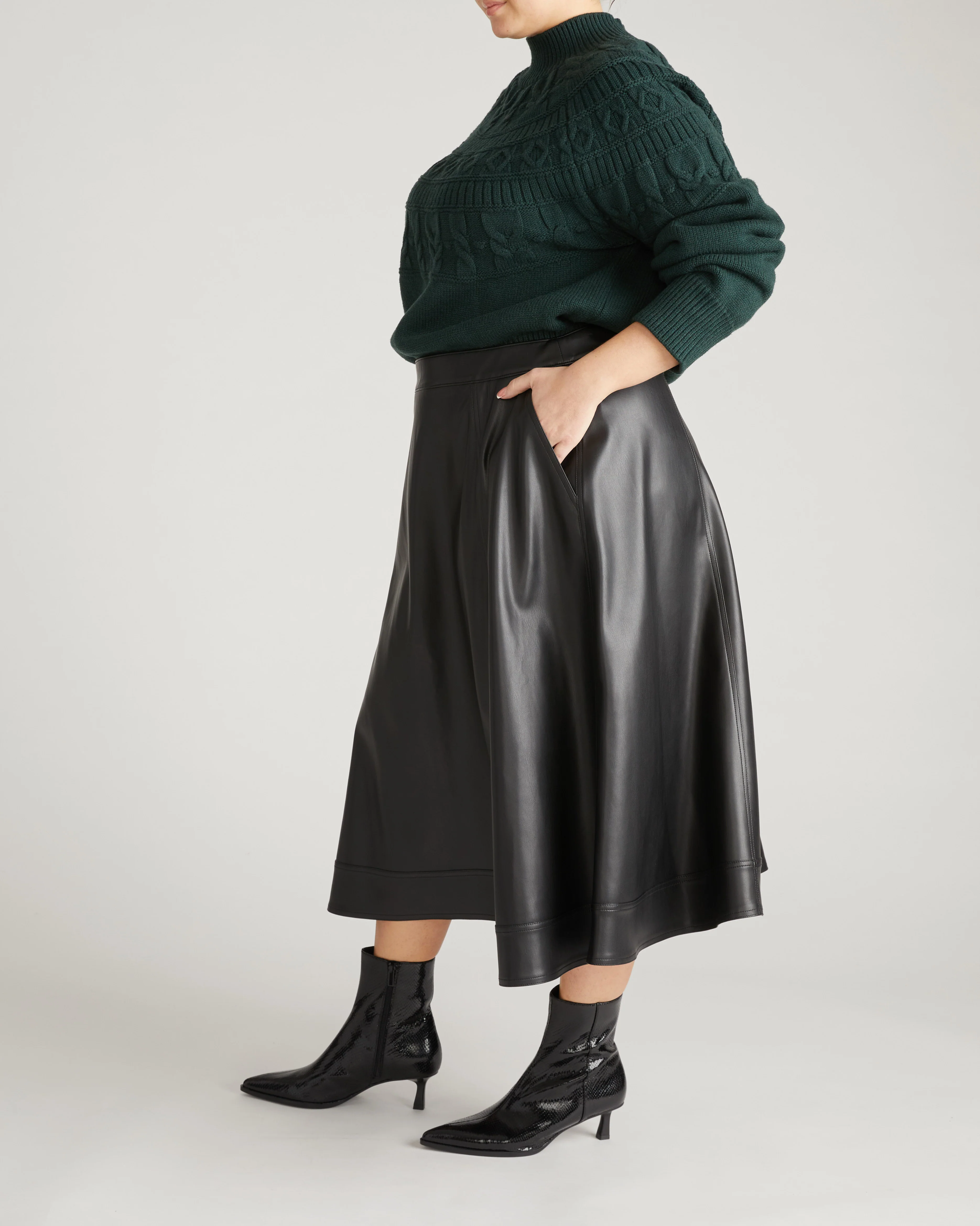 Charlotte Faux Leather Skirt - Black - Image 9