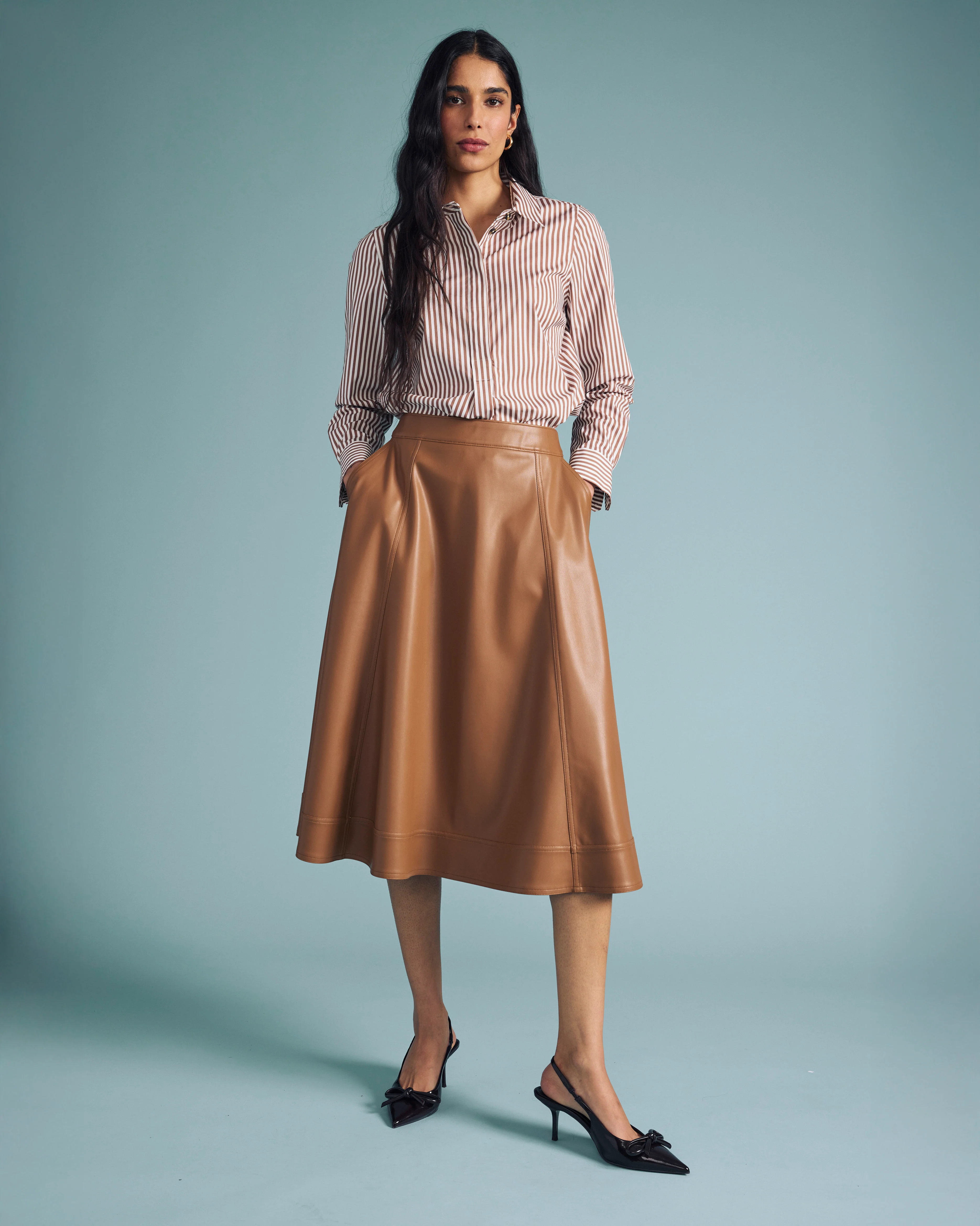 Charlotte Faux Leather Skirt - Classic Camel - Image 7