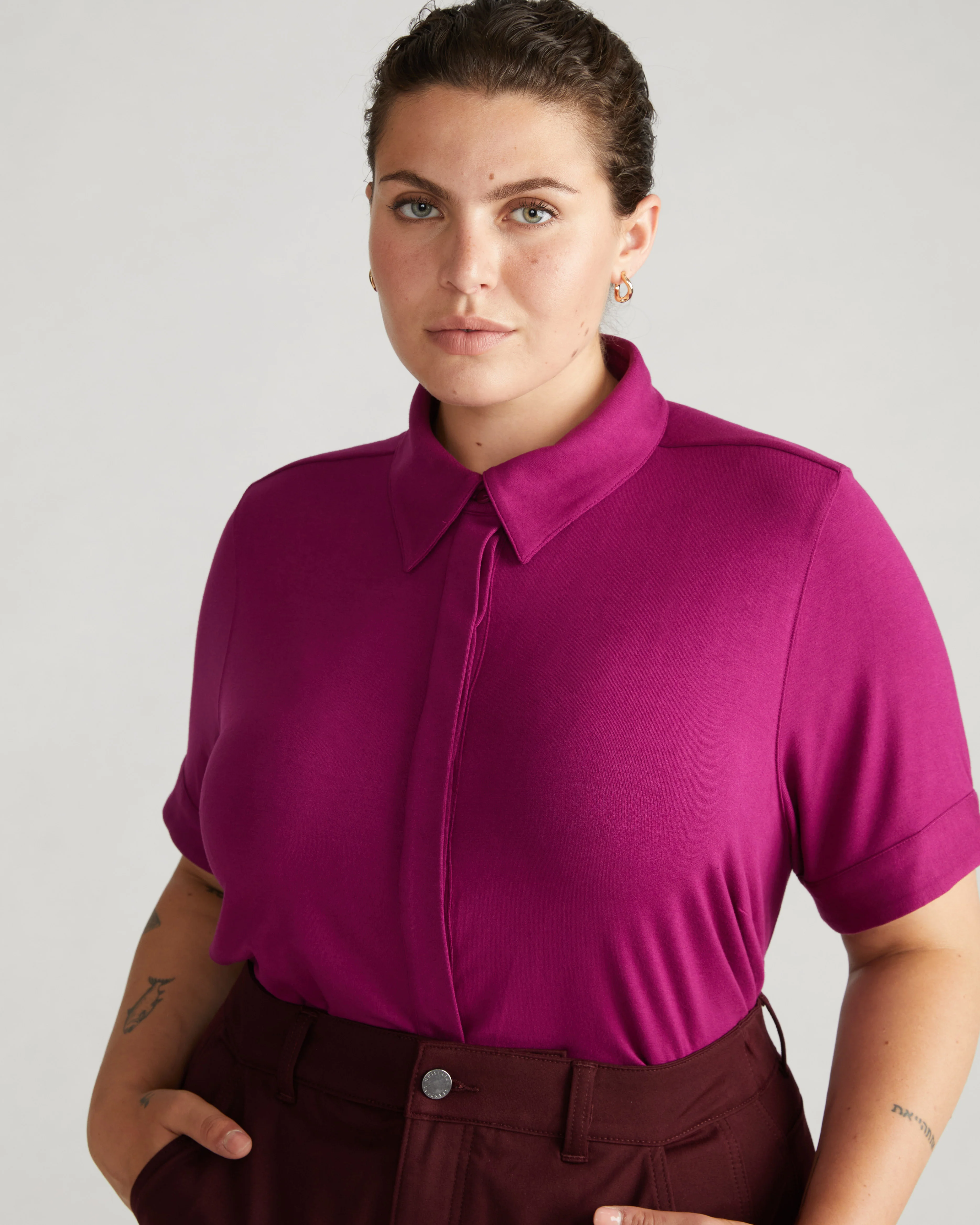 Chelsea Liquid Jersey Short Sleeve Shirt - Rothko Purple - Image 3
