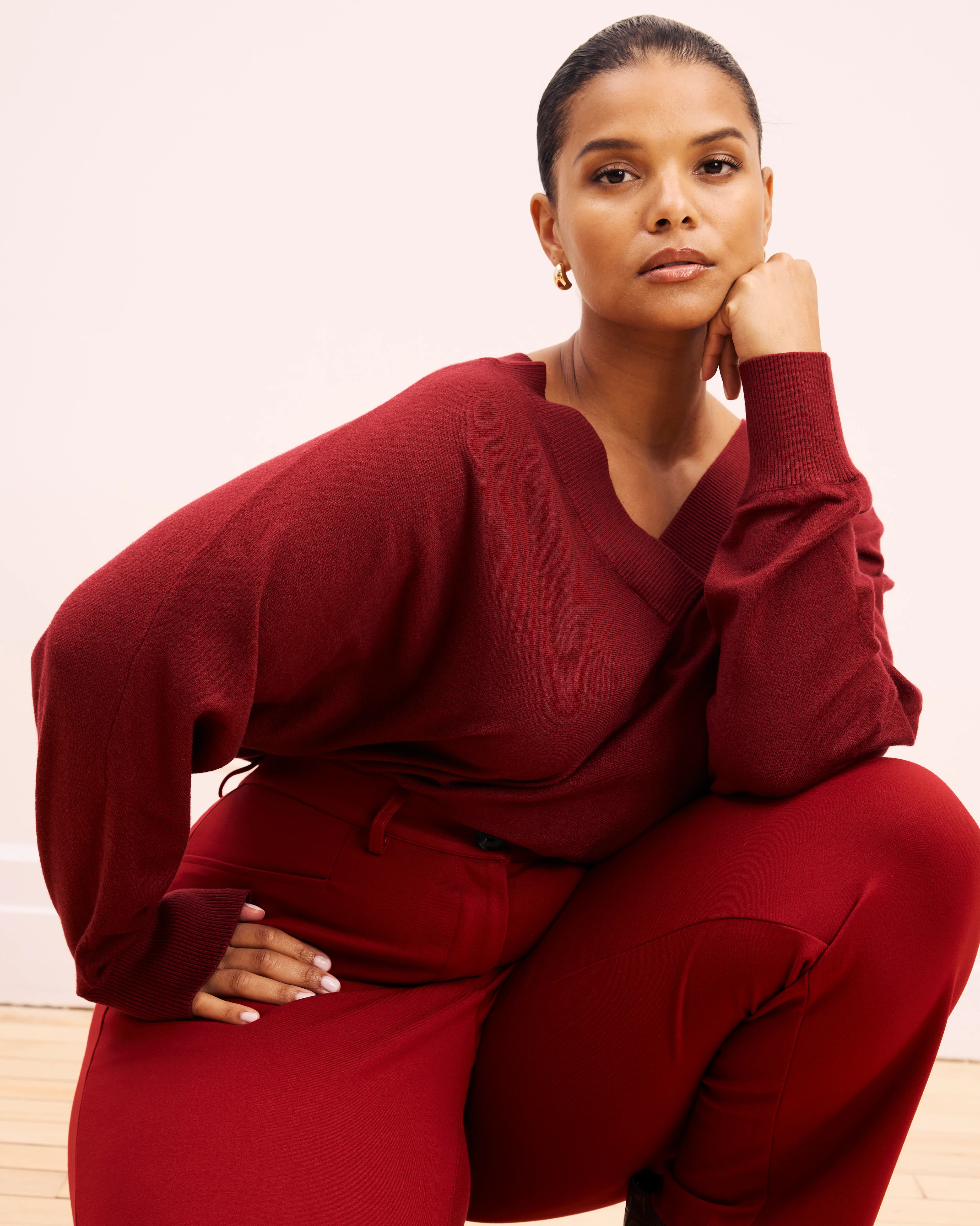 Cigarette Ponte Pants - Garnet - Image 2