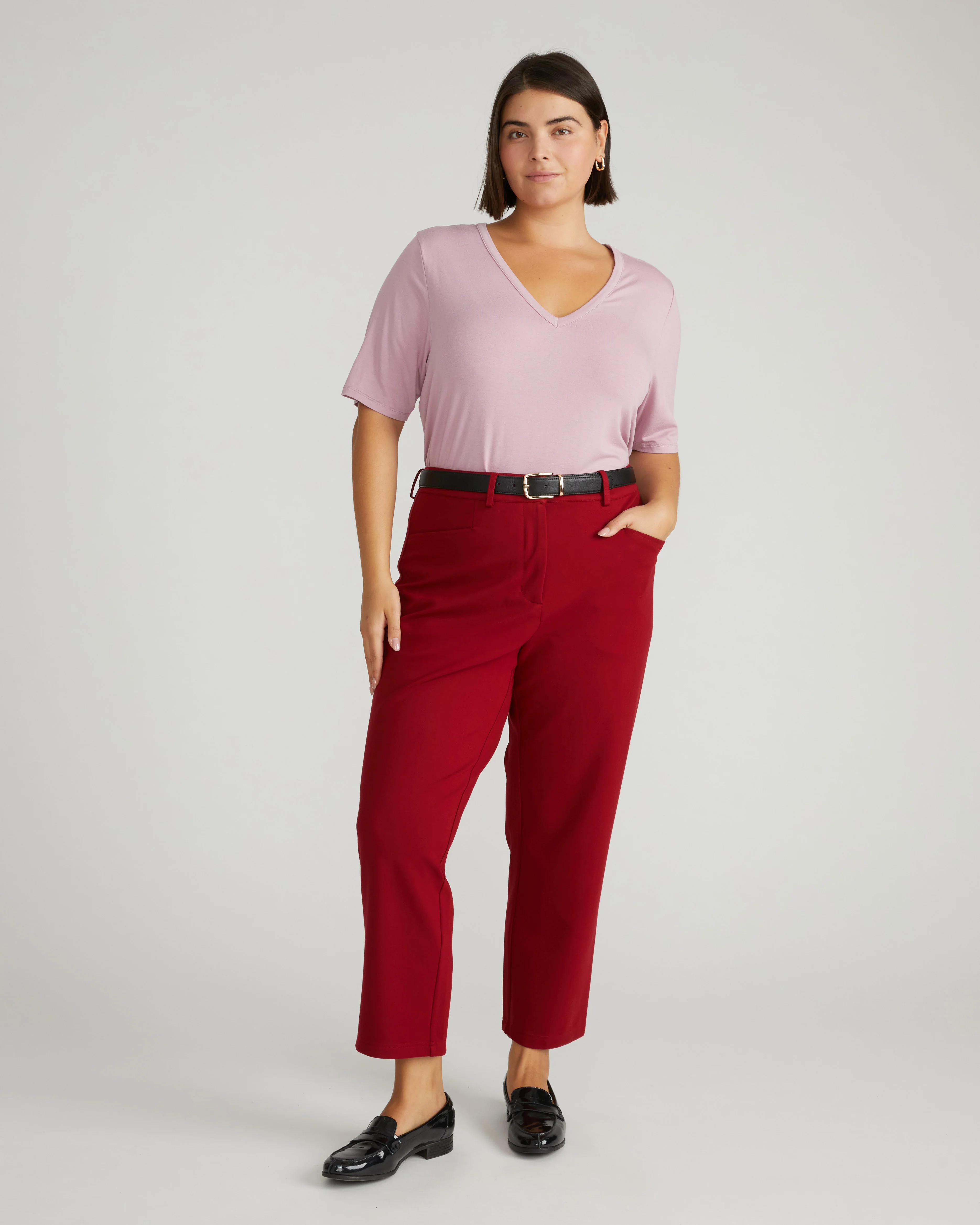 Cigarette Ponte Pants - Garnet - Image 3