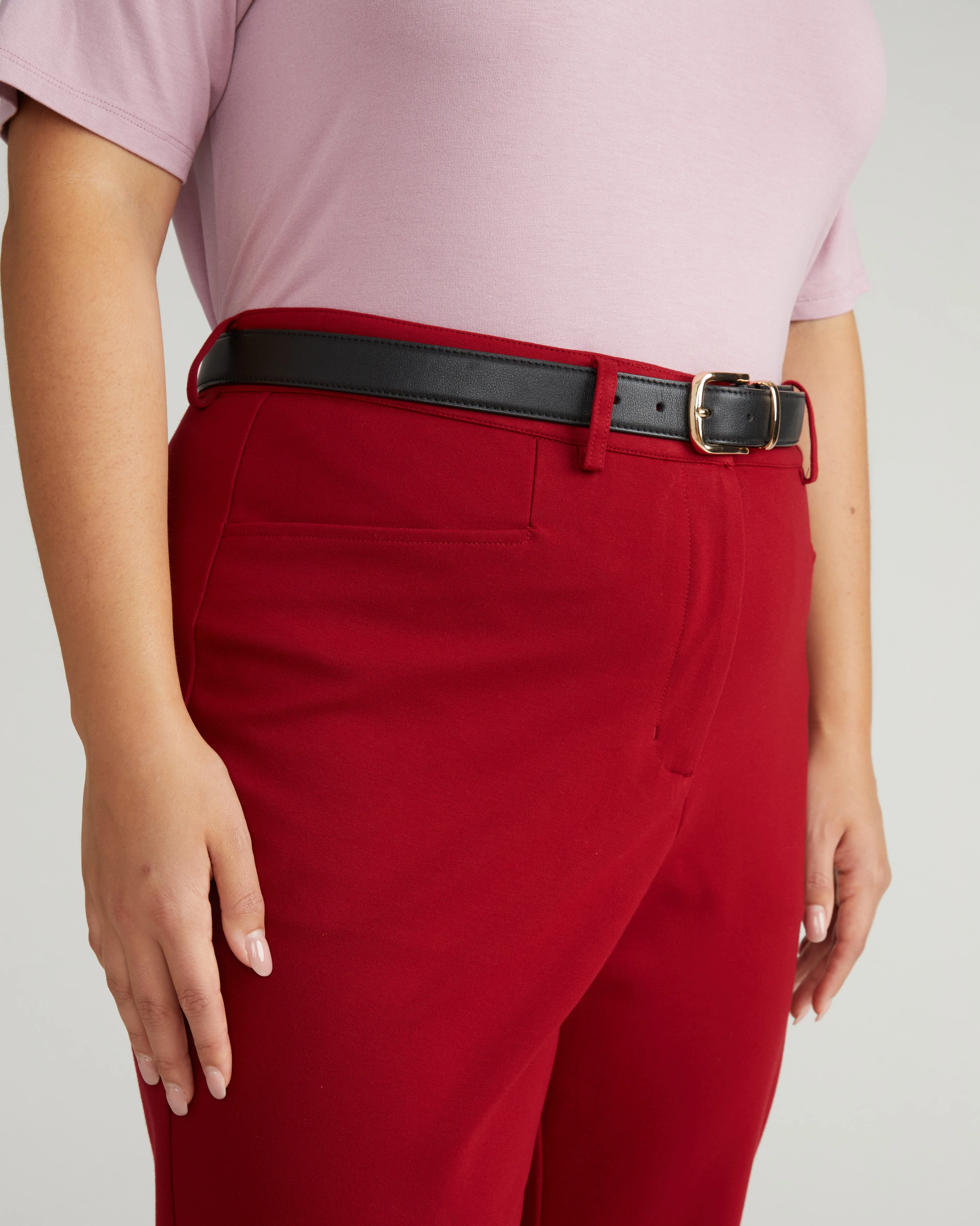 Cigarette Ponte Pants - Garnet - Image 4