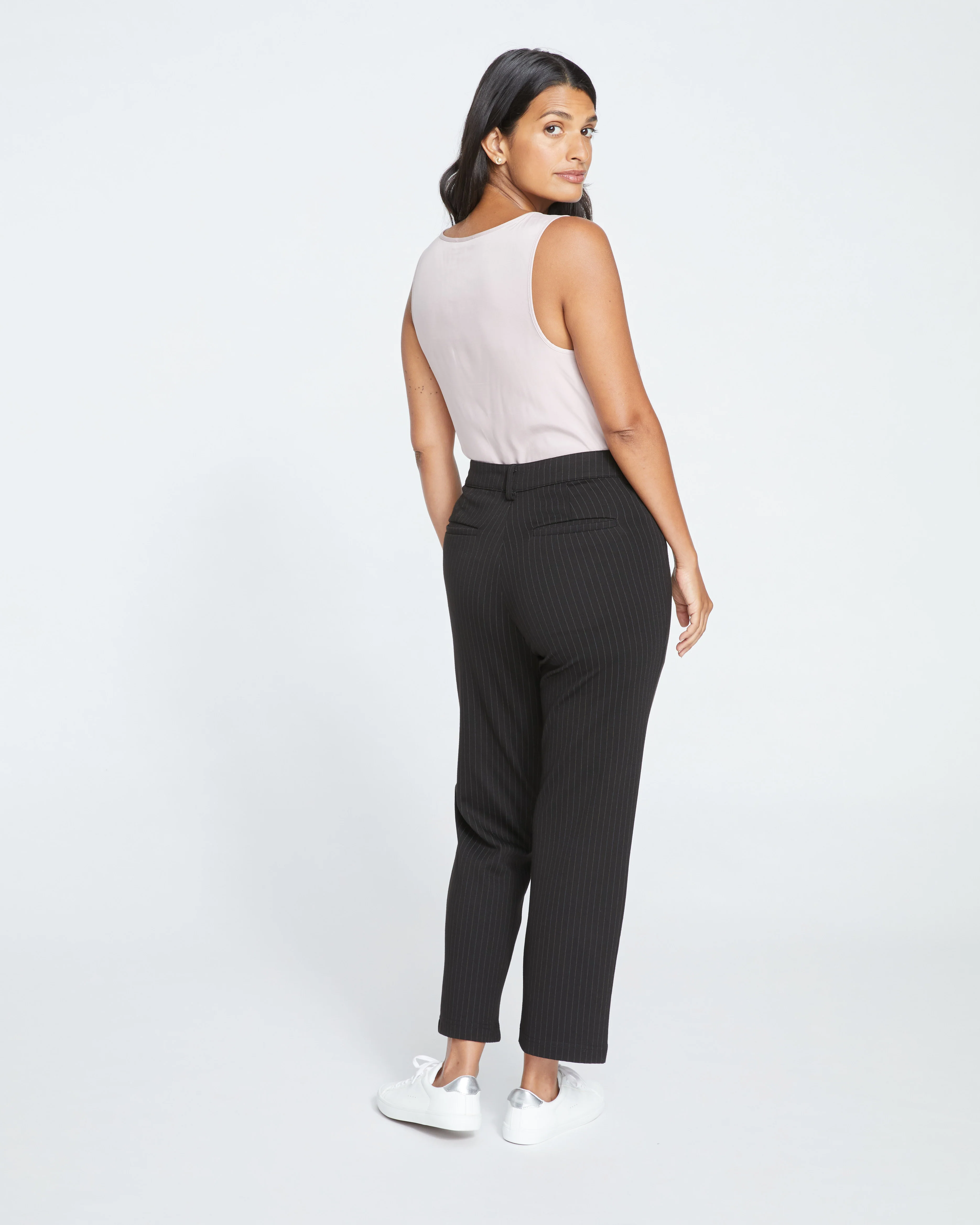 Cigarette Ponte Pants - Slate Pinstripe - Image 4