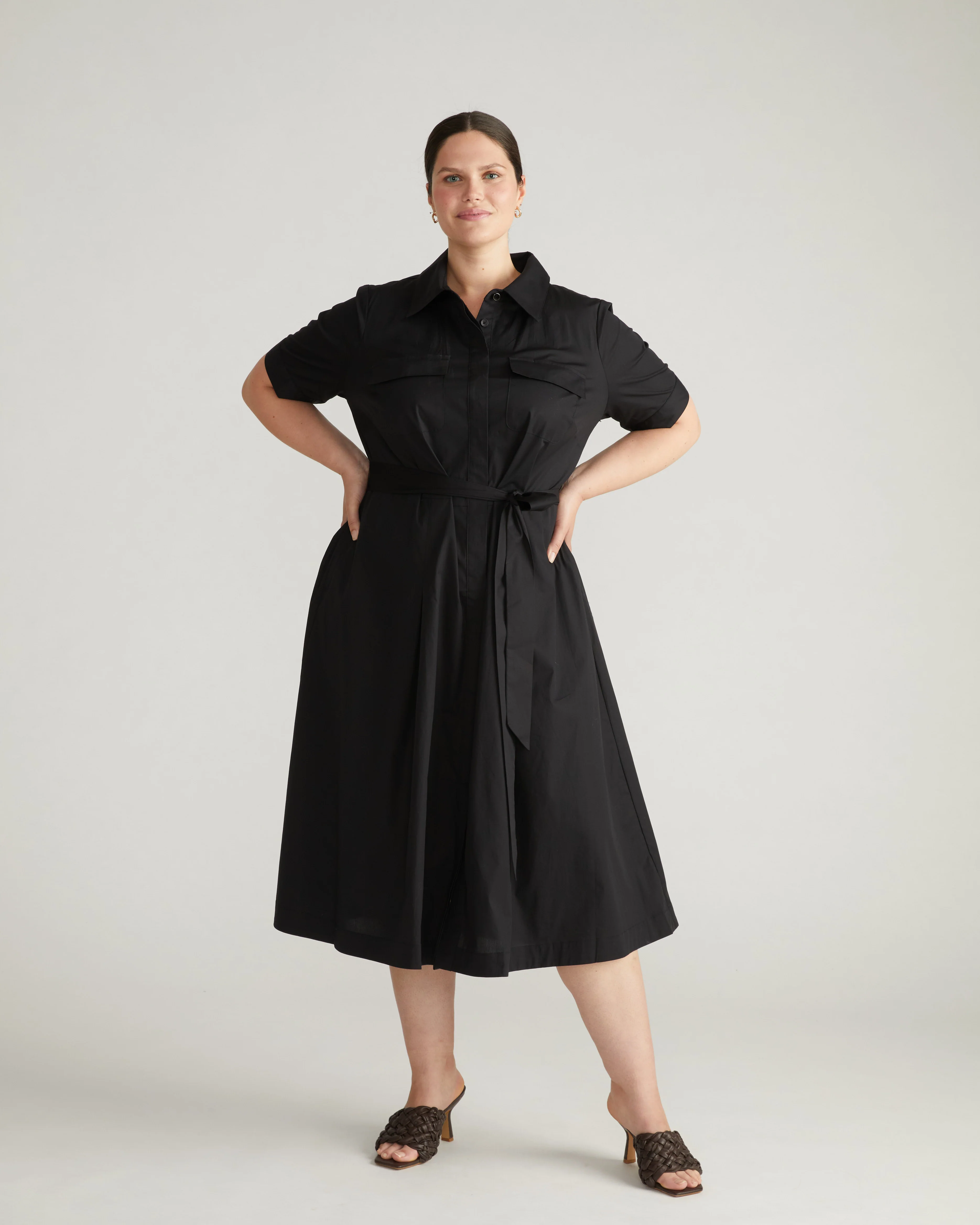 City Poplin Shirtdress - Black - Image 3