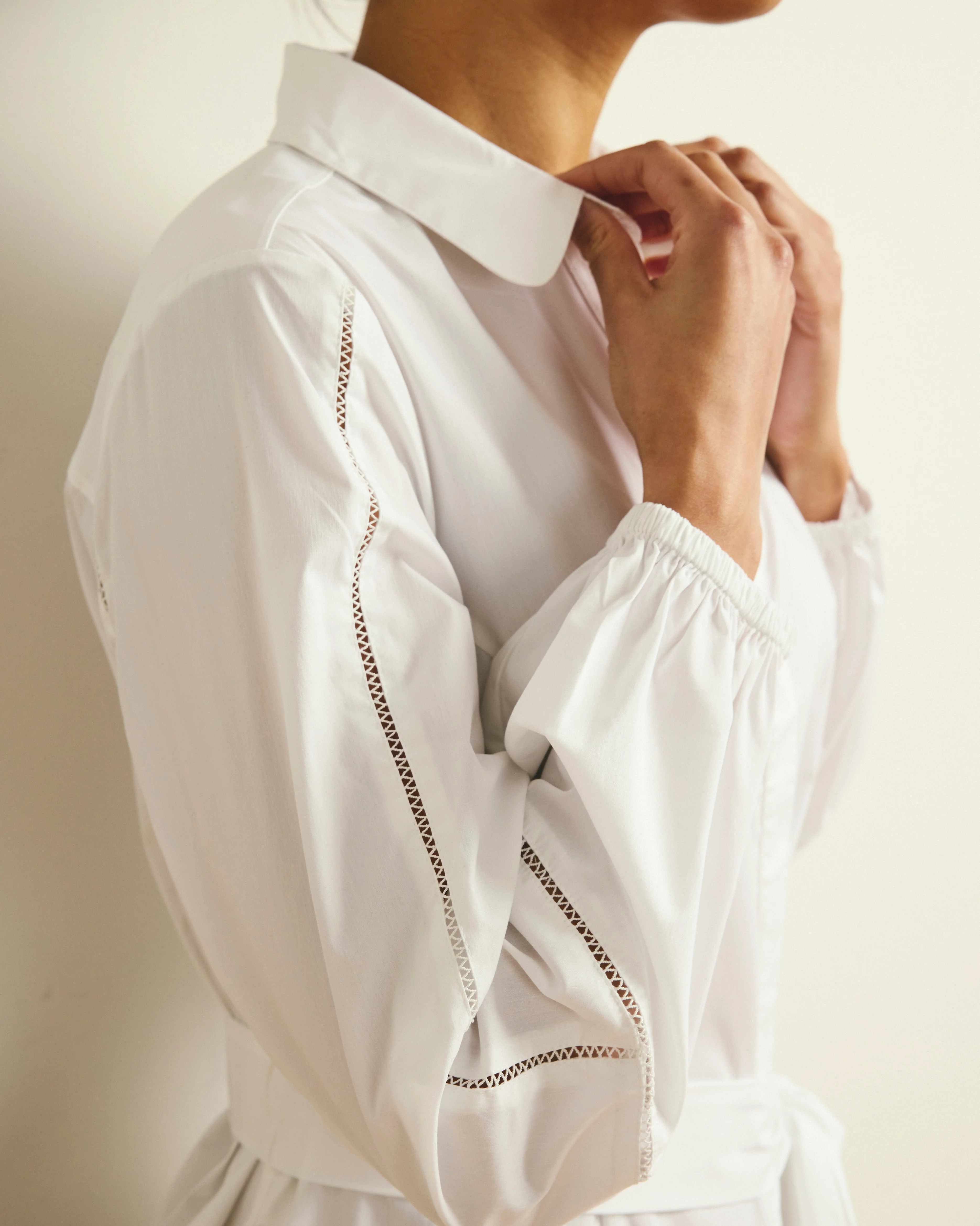 Claire Stretch Poplin Shirtdress - White - Image 7