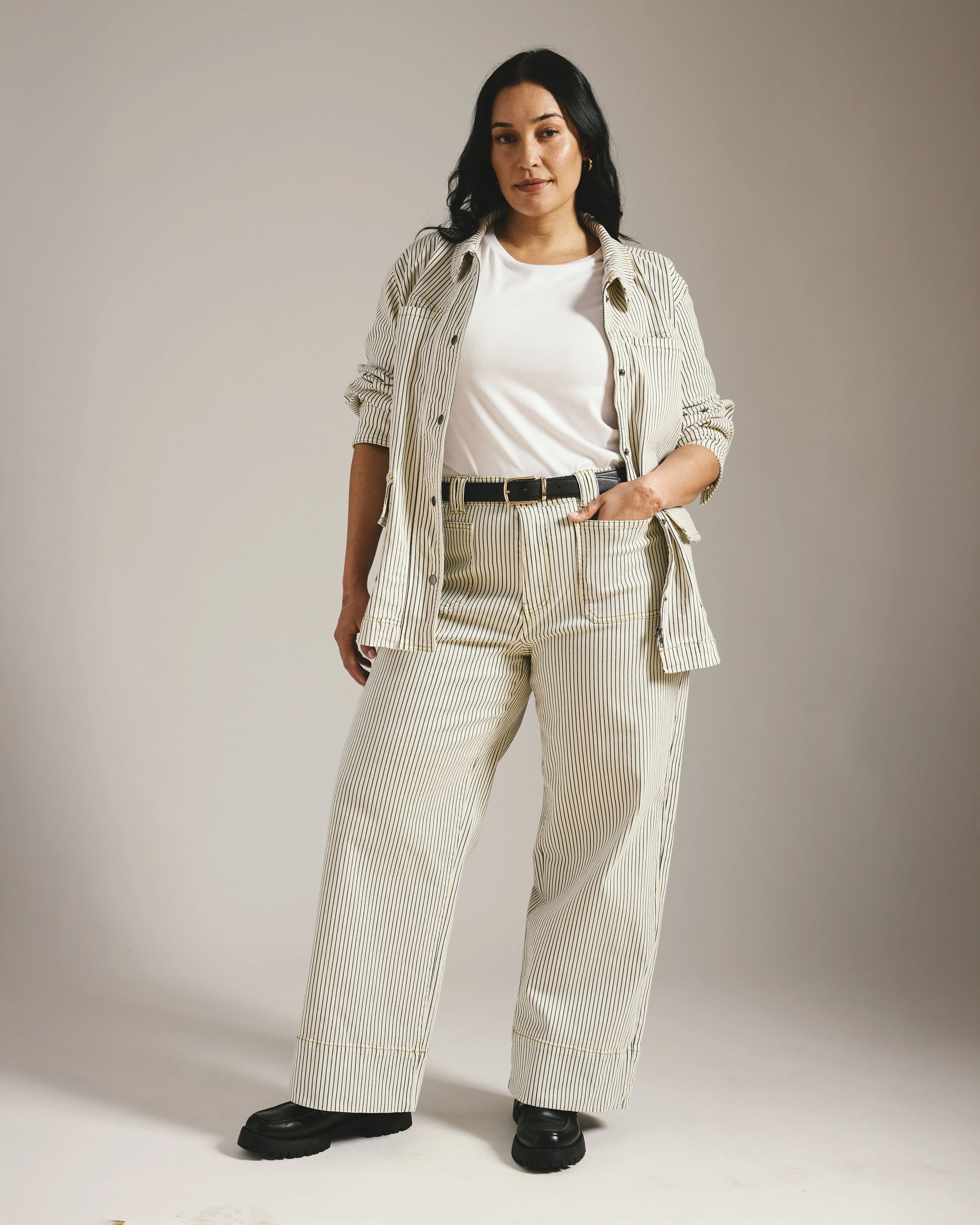 Claudia High Rise Stretch Jeans - Railroad Stripe - Image 2