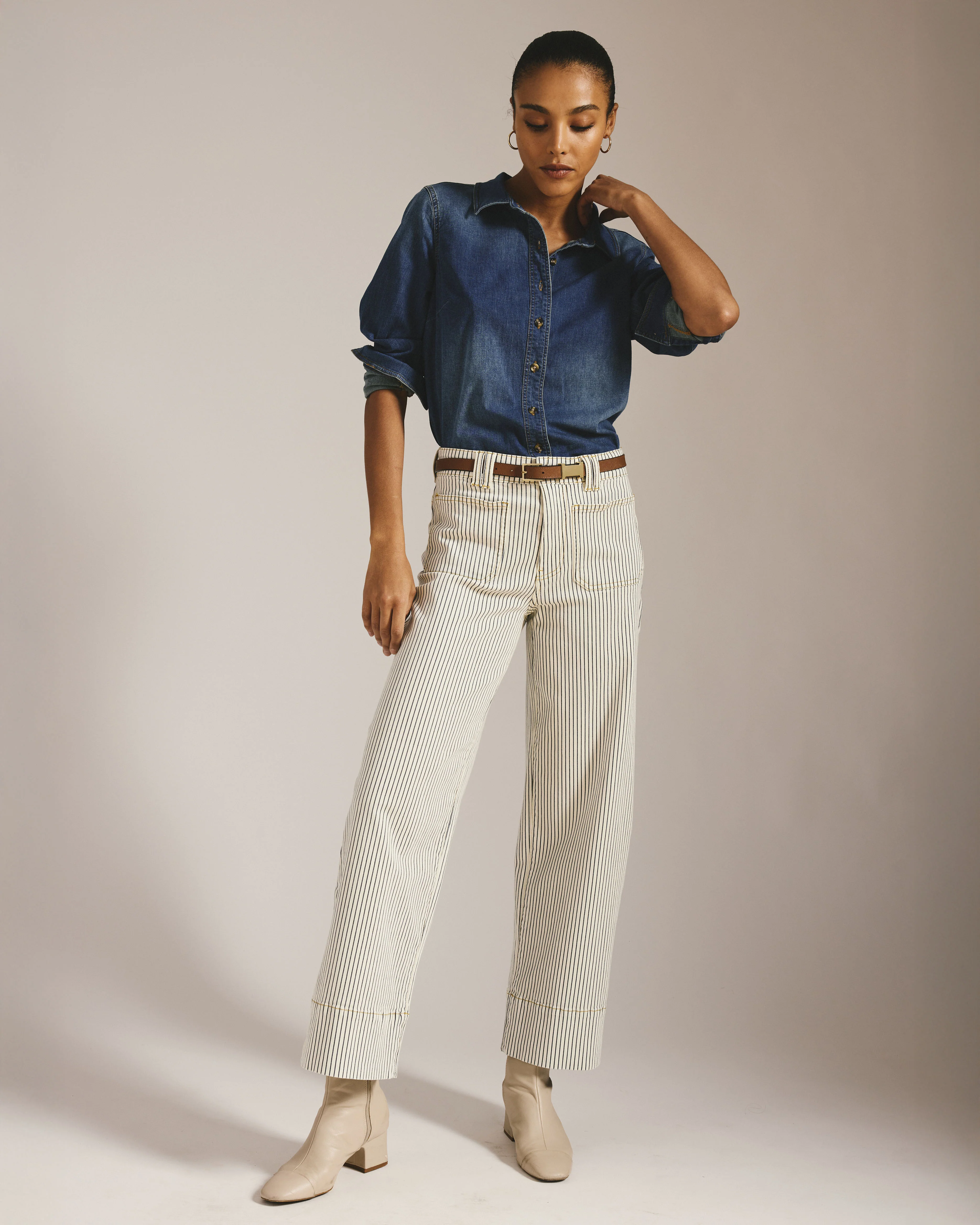 Claudia High Rise Stretch Jeans - Railroad Stripe - Image 3
