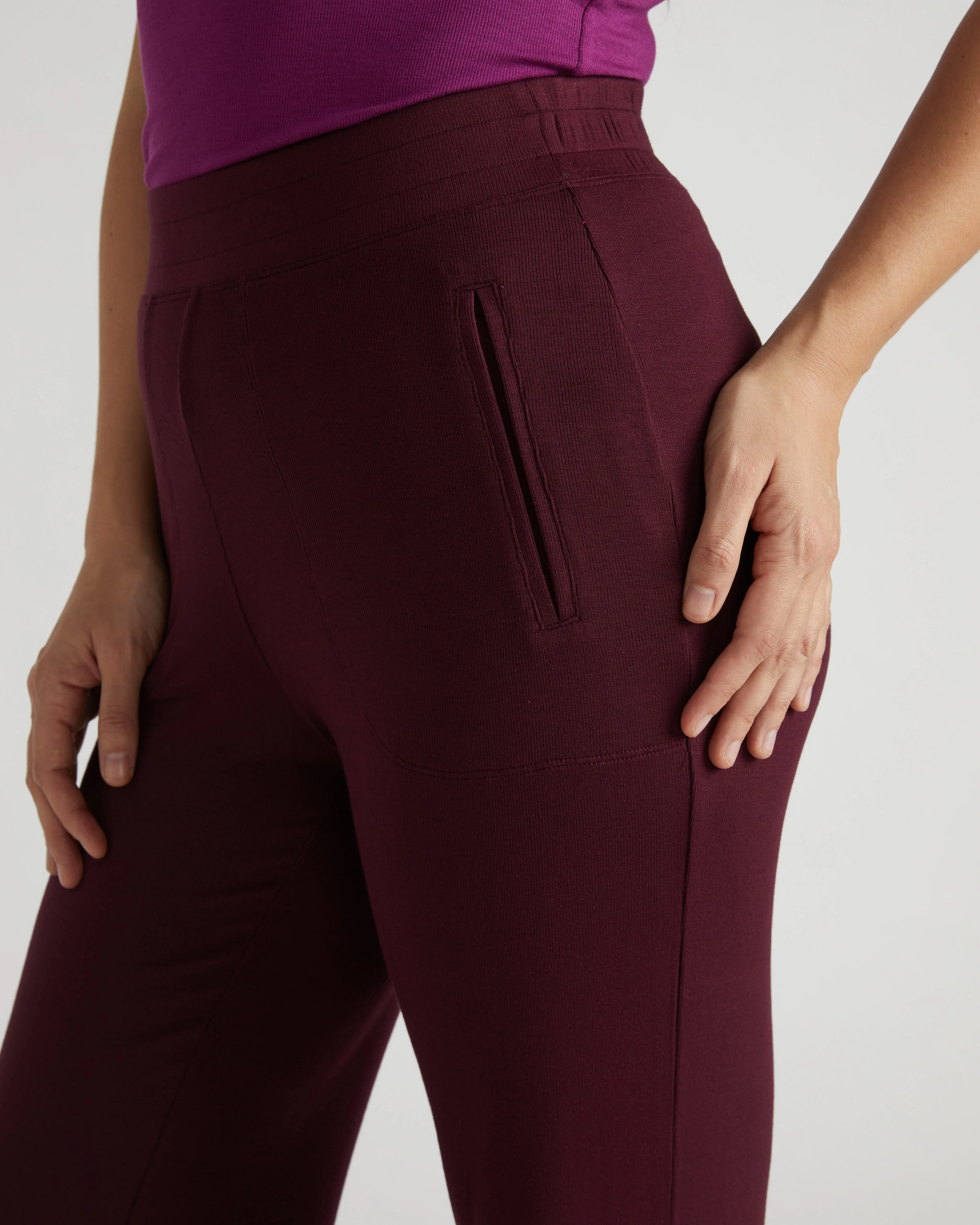 Cloud Rib Mola Pant - Black Cherry - Image 2