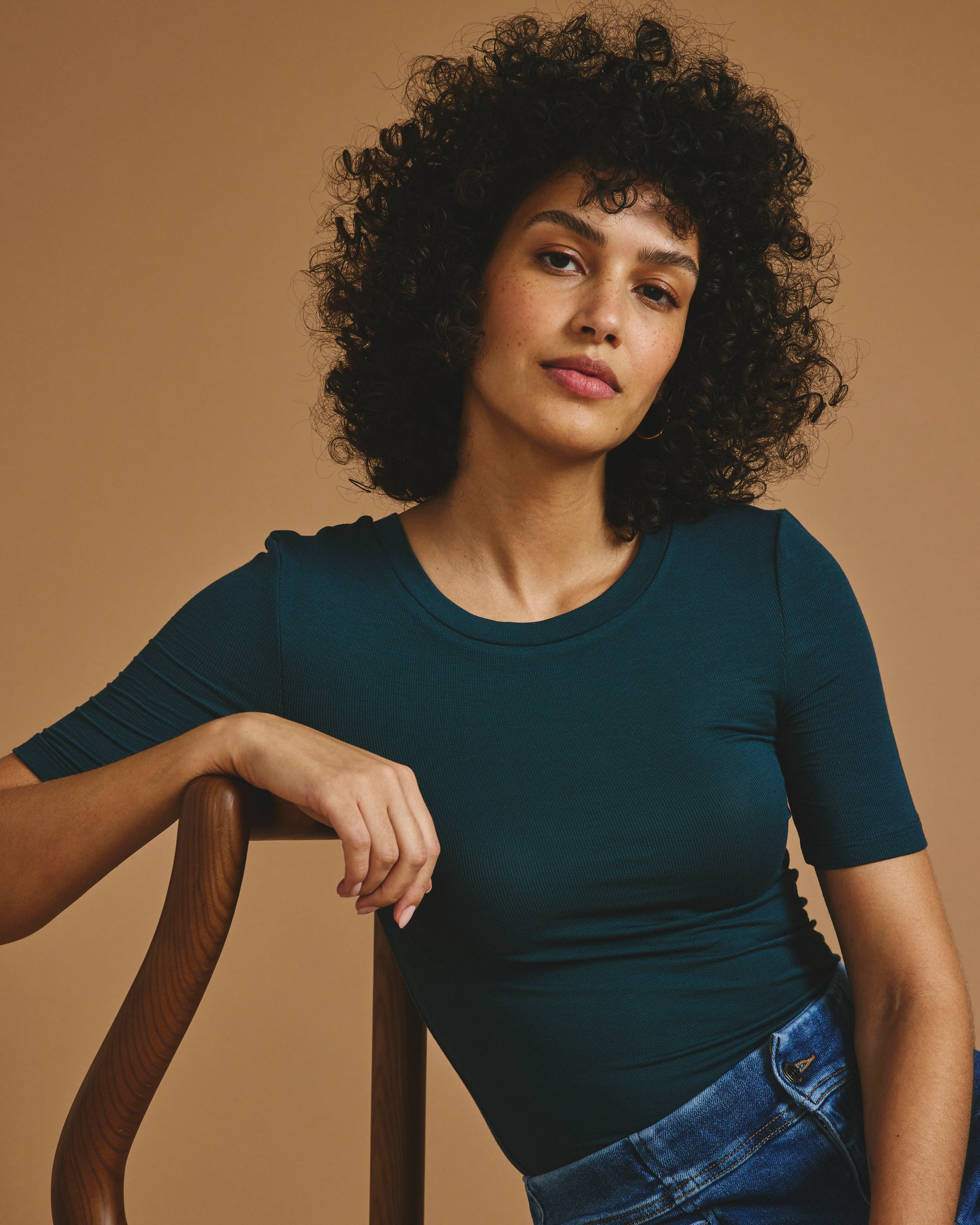 Cloud Rib Short Sleeve Crew Neck Tee - Deep Sea - Image 3