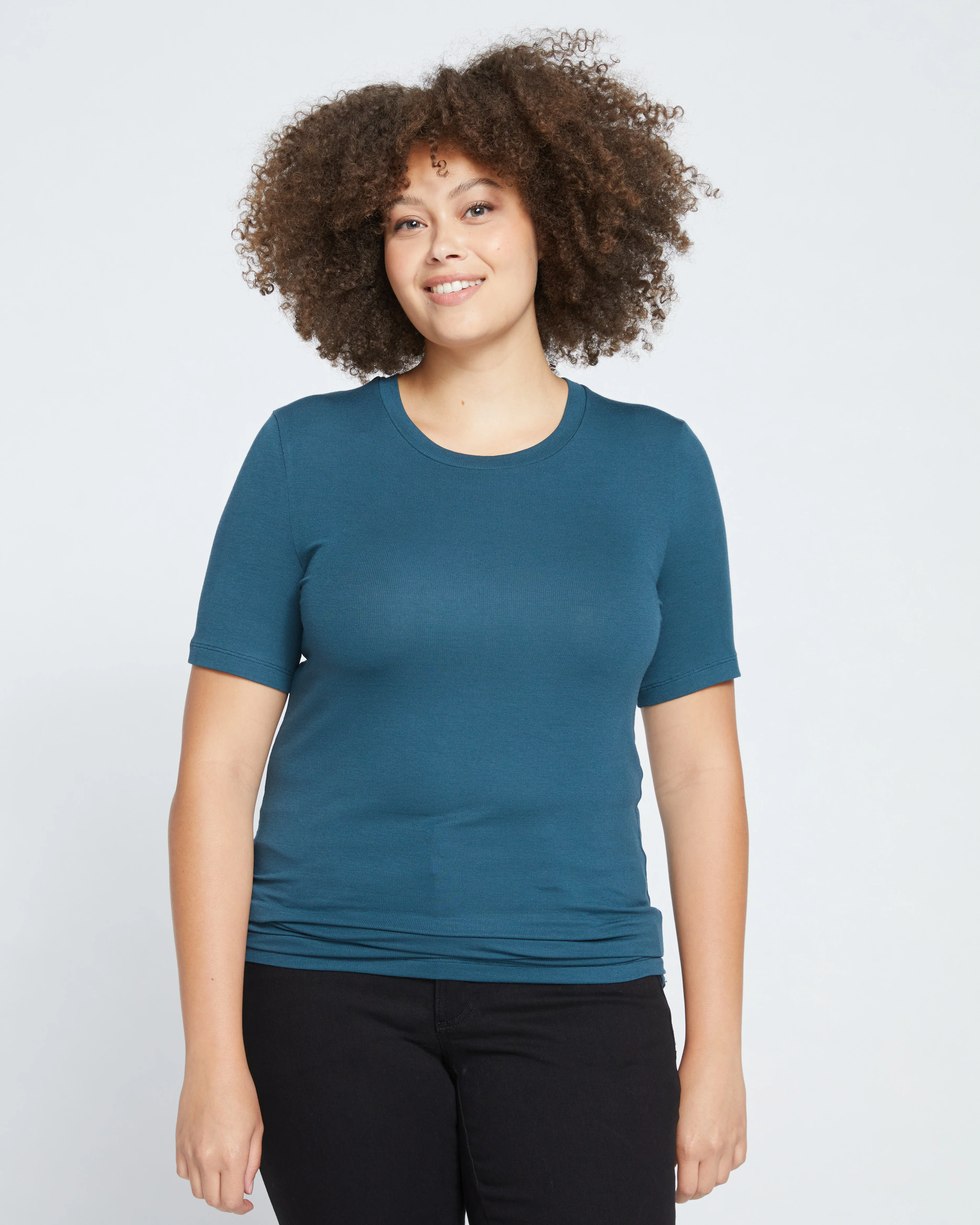 Cloud Rib Short Sleeve Crew Neck Tee - Deep Sea - Image 4