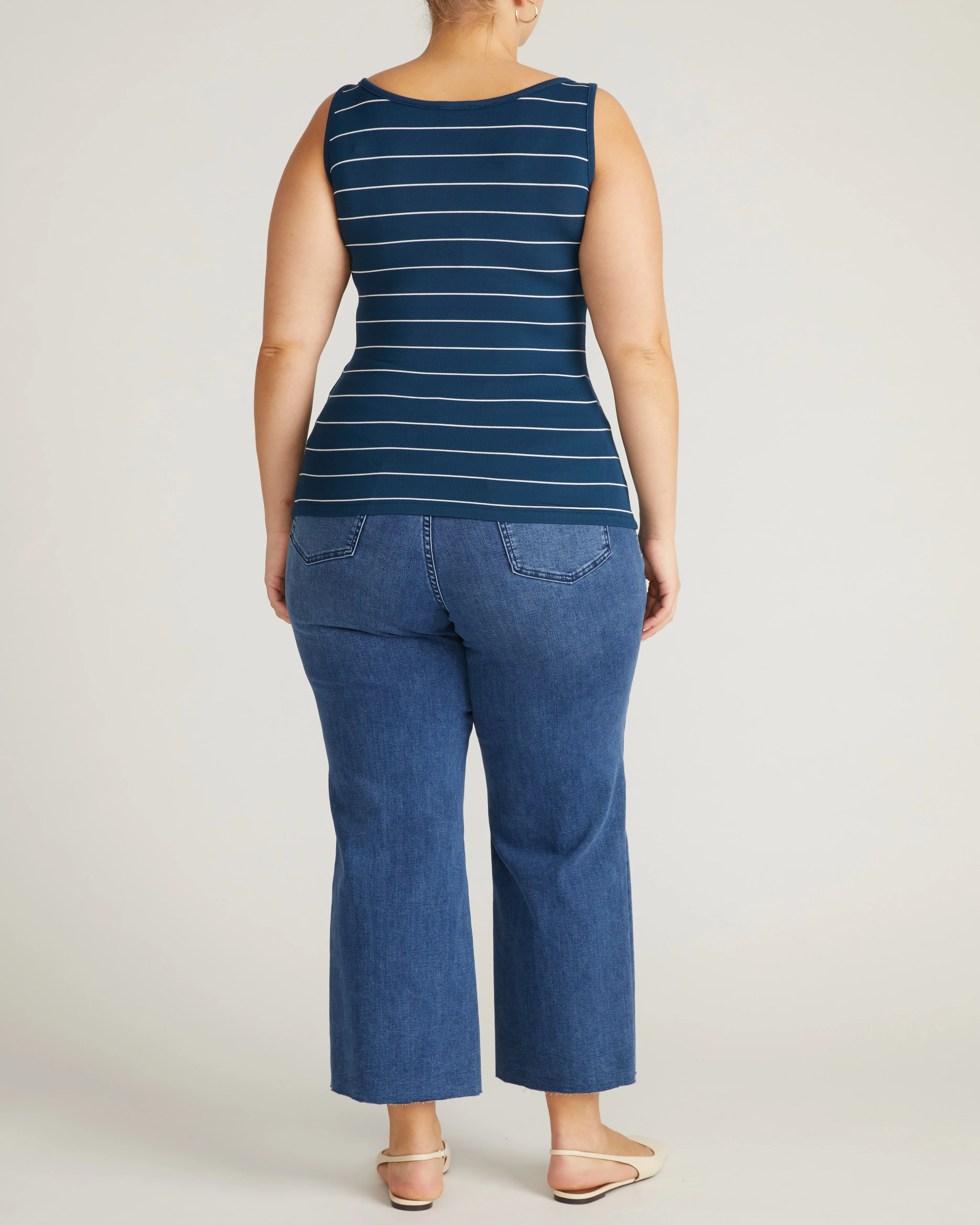 Cloud Rib Tank - Teal/White Microstripe - Image 5