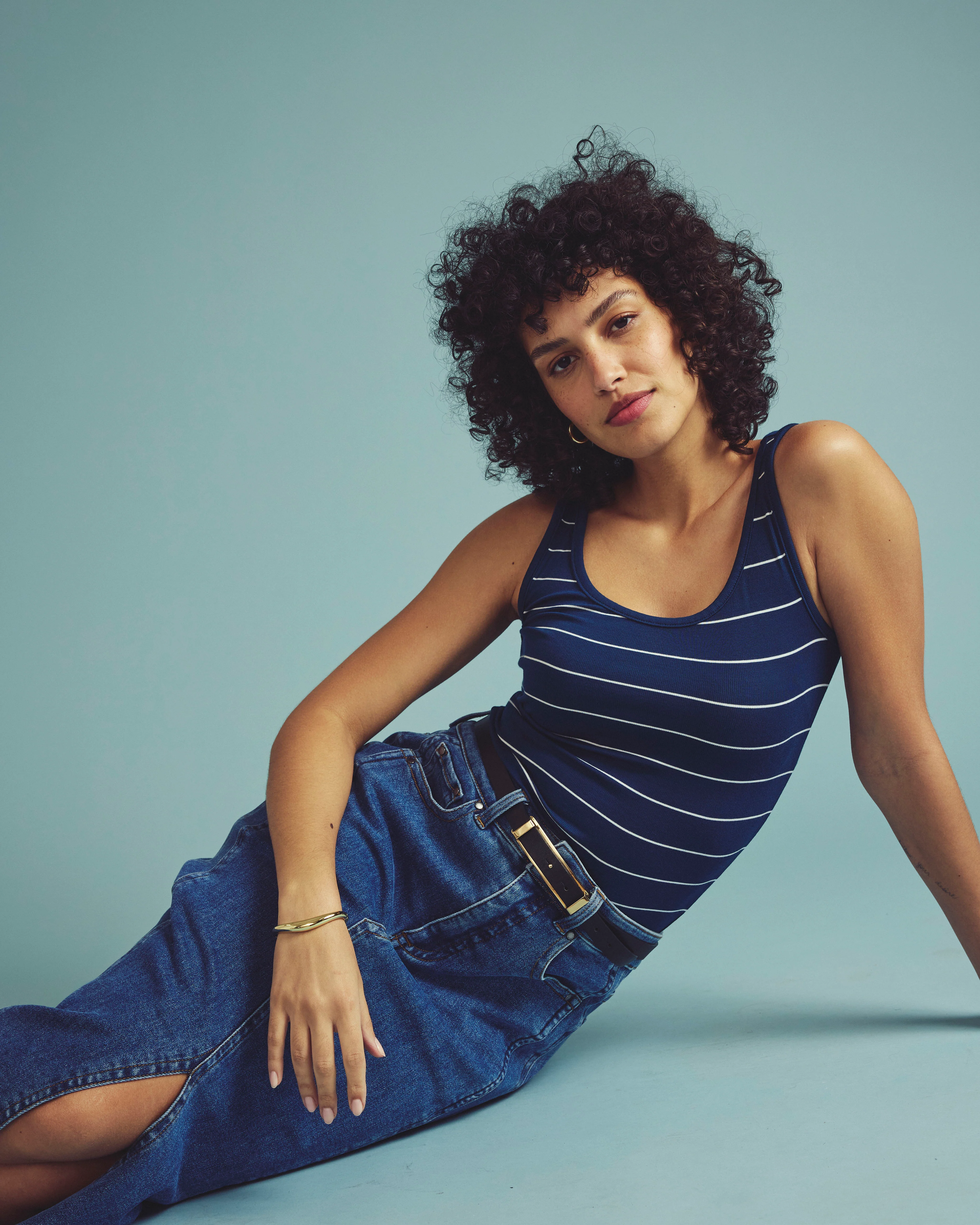 Cloud Rib Tank - Teal/White Microstripe - Image 6