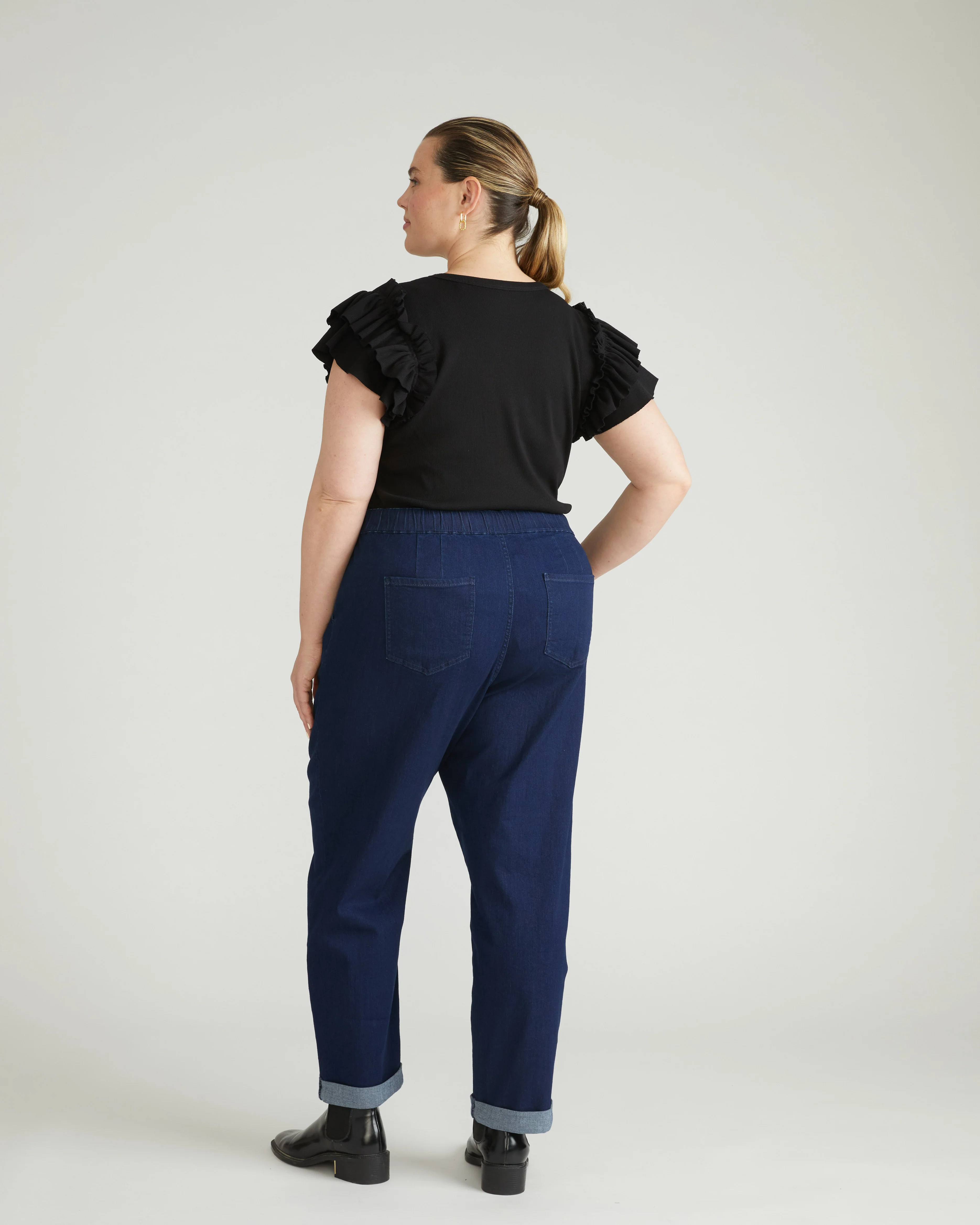 ComfortDenim Drawstring Jeans - Dark Indigo - Image 5
